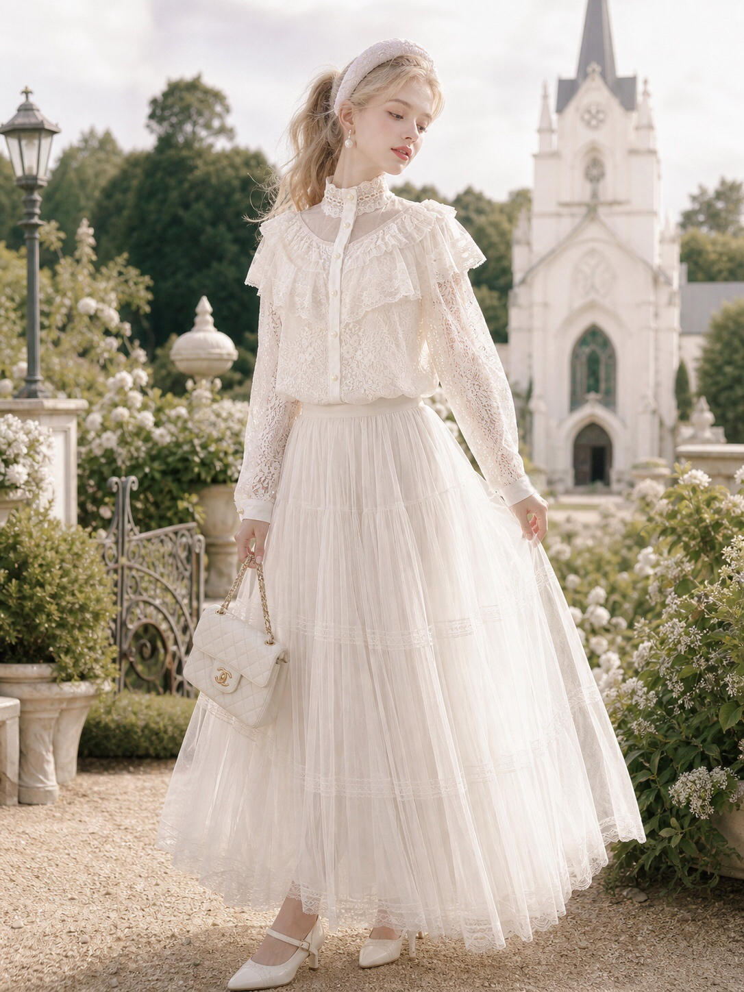 時光縫隙裡的白雪Angel Victoria Lace Blouse