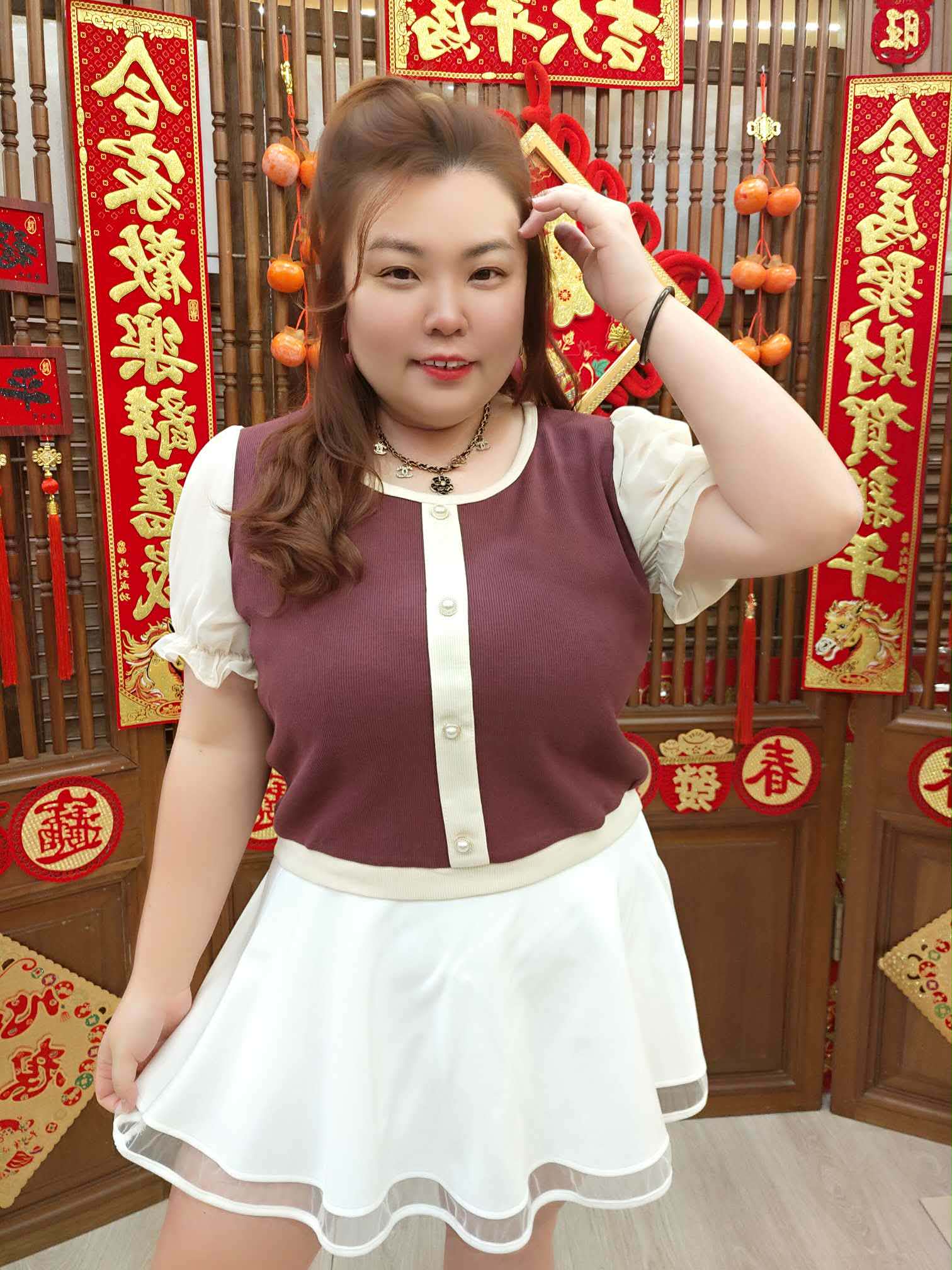 NFE02 TW#3860A 设计款泡泡袖上衣