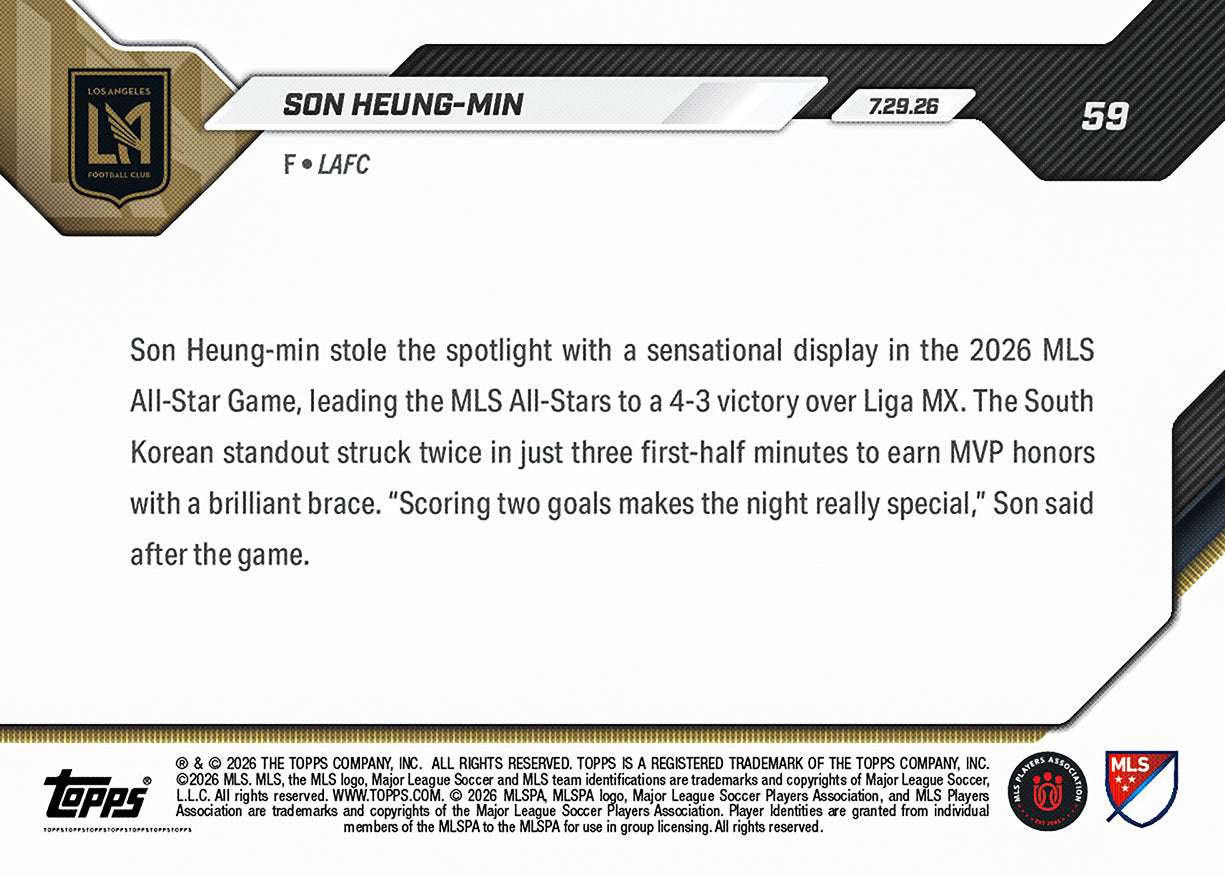 Son Heung-min - 2026 MLS Topps NOW® #59 MLS All-Star Game MVP卡【團購】