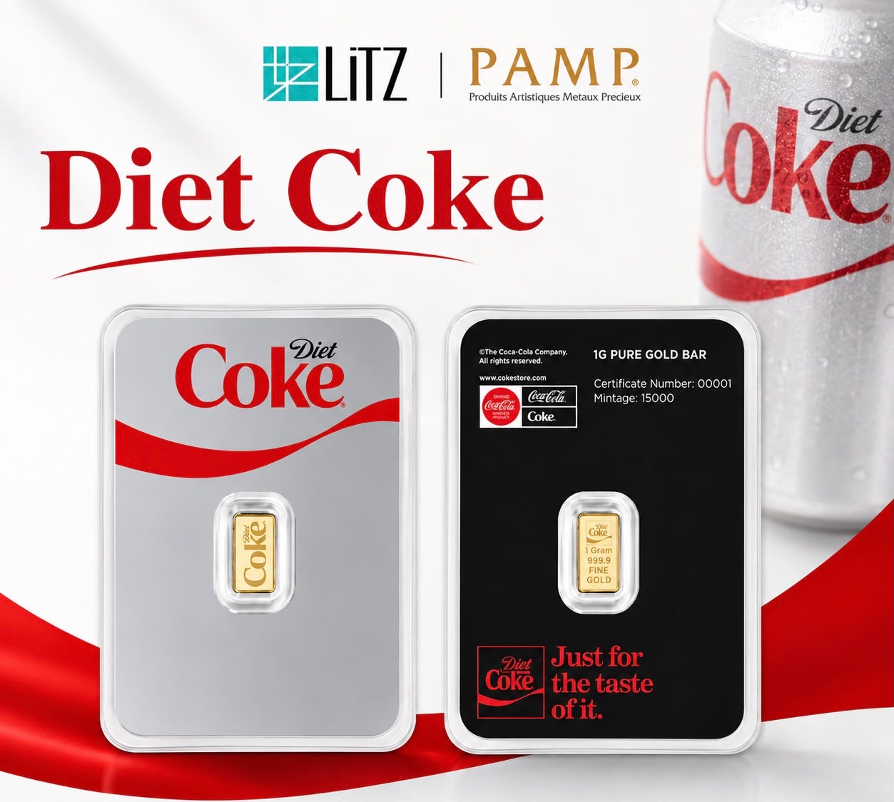 [1 gram] LITZ PAMP x Diet Coke Limited Edition Gold Bar (999.9) PG086