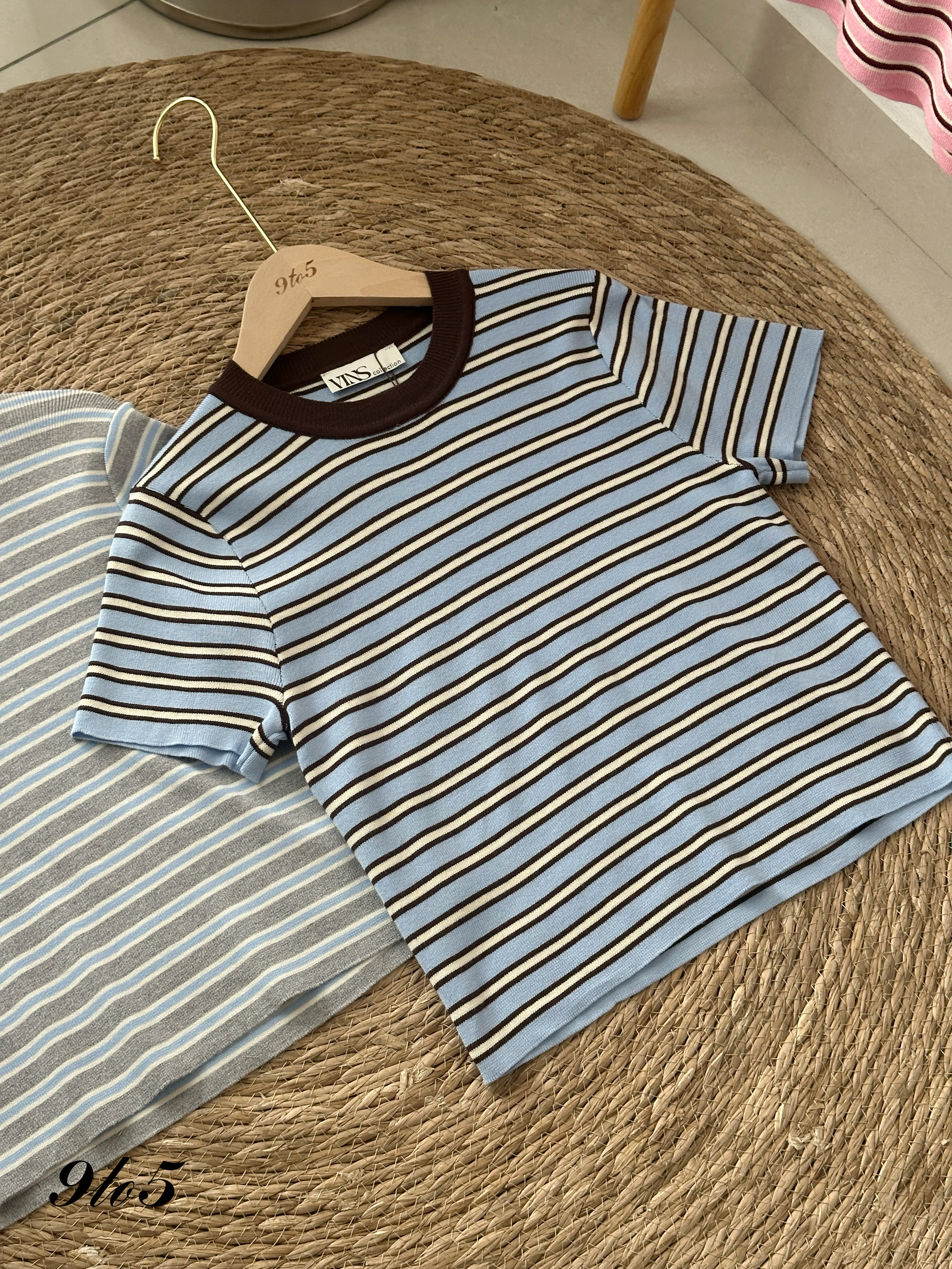T4192 Stripe Knit Crop Top - 3 Colors 