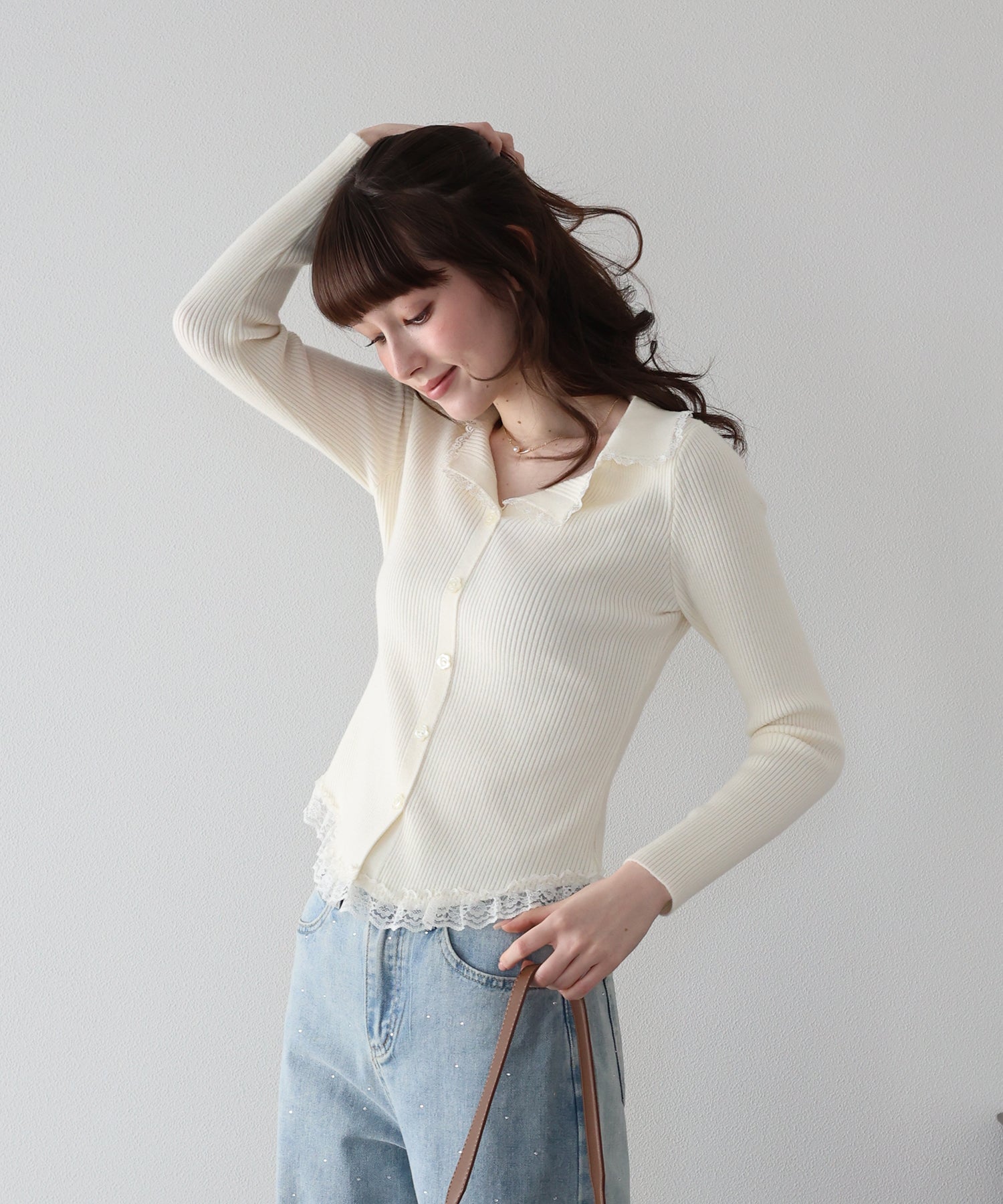 🌸精緻滿分! <JP> Flower Button Lace Collar Knit * 3色入 <預購>