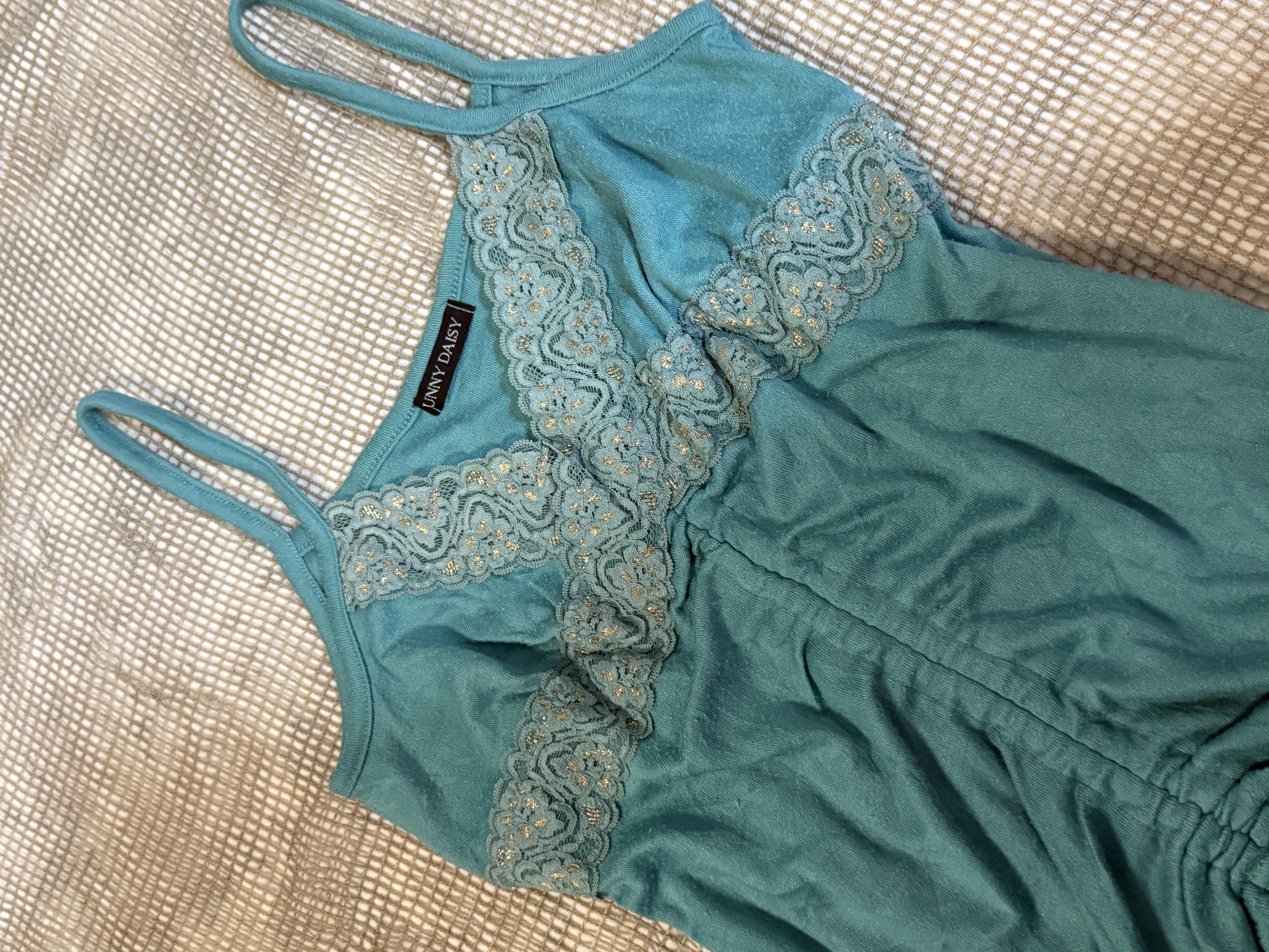 Glitter Lace Detail Ruched Cami