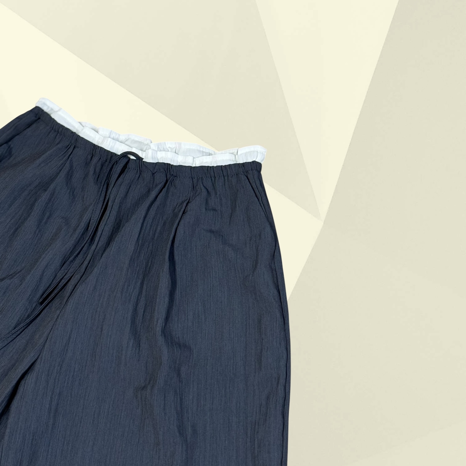 221194 撞色風褸料長褲