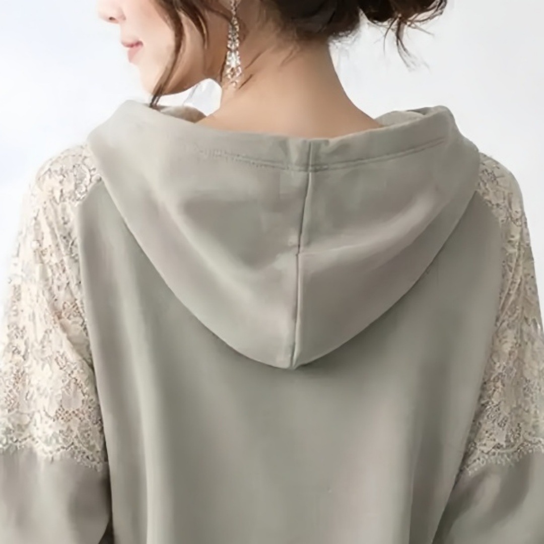 $118件。🌸 透感蕾絲拼接連帽衛衣 🌸