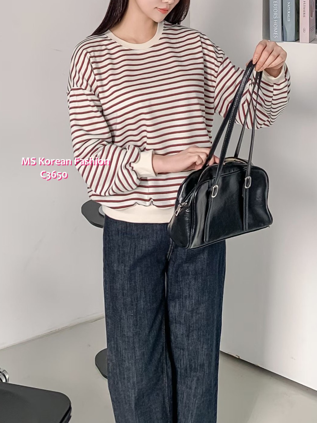 C3650 韓國🇰🇷靚色橫間top