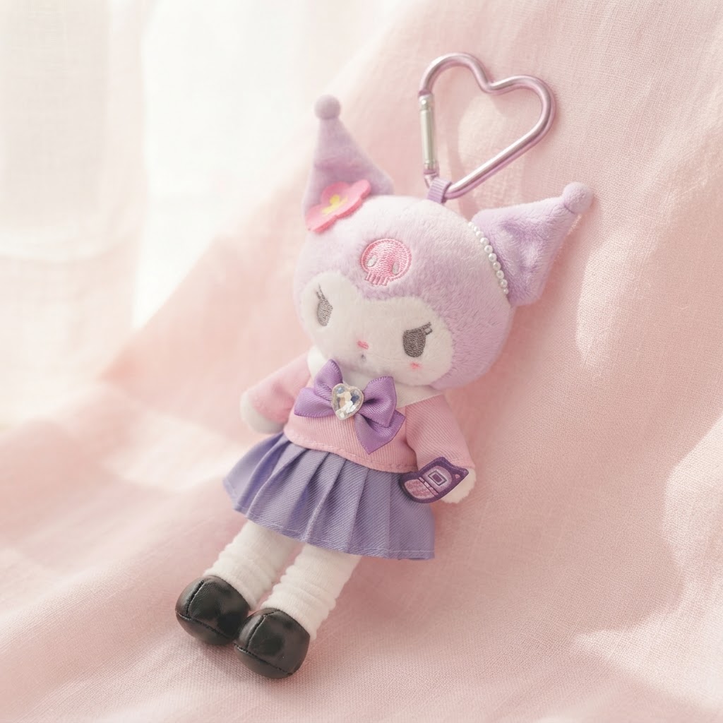 Sanrio - 長腿公仔掛飾 (校服Kuromi款)