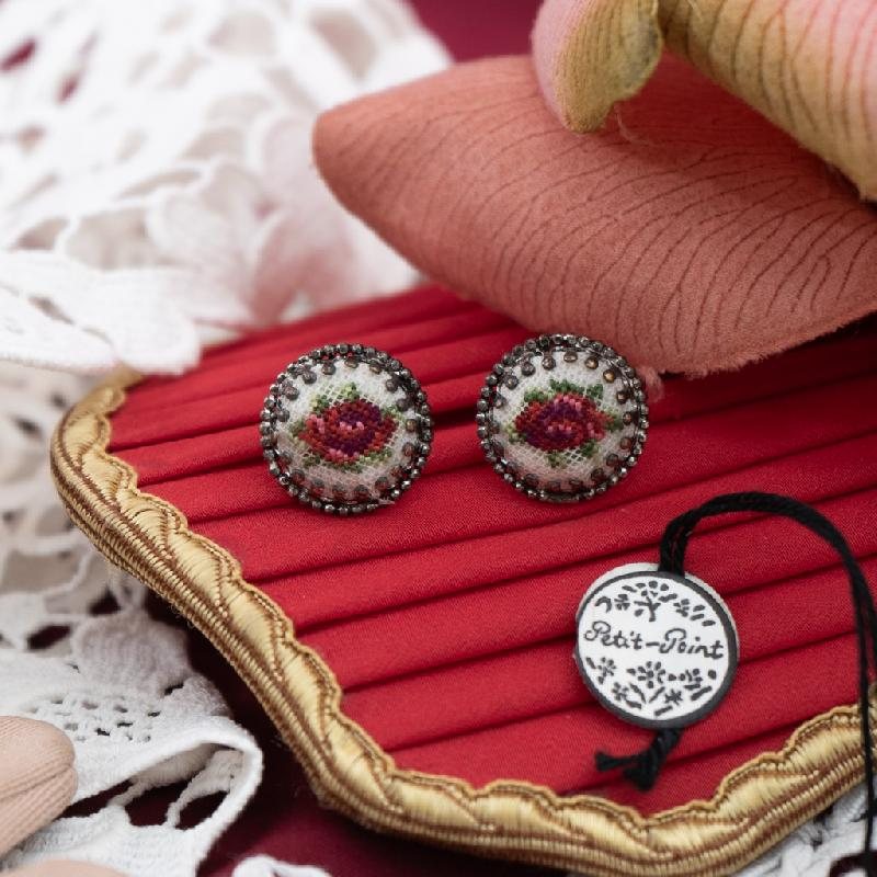 C.a. 1970s Austrian Needlepoint New Old Stock - Dainty Stud earrings(MT1977)