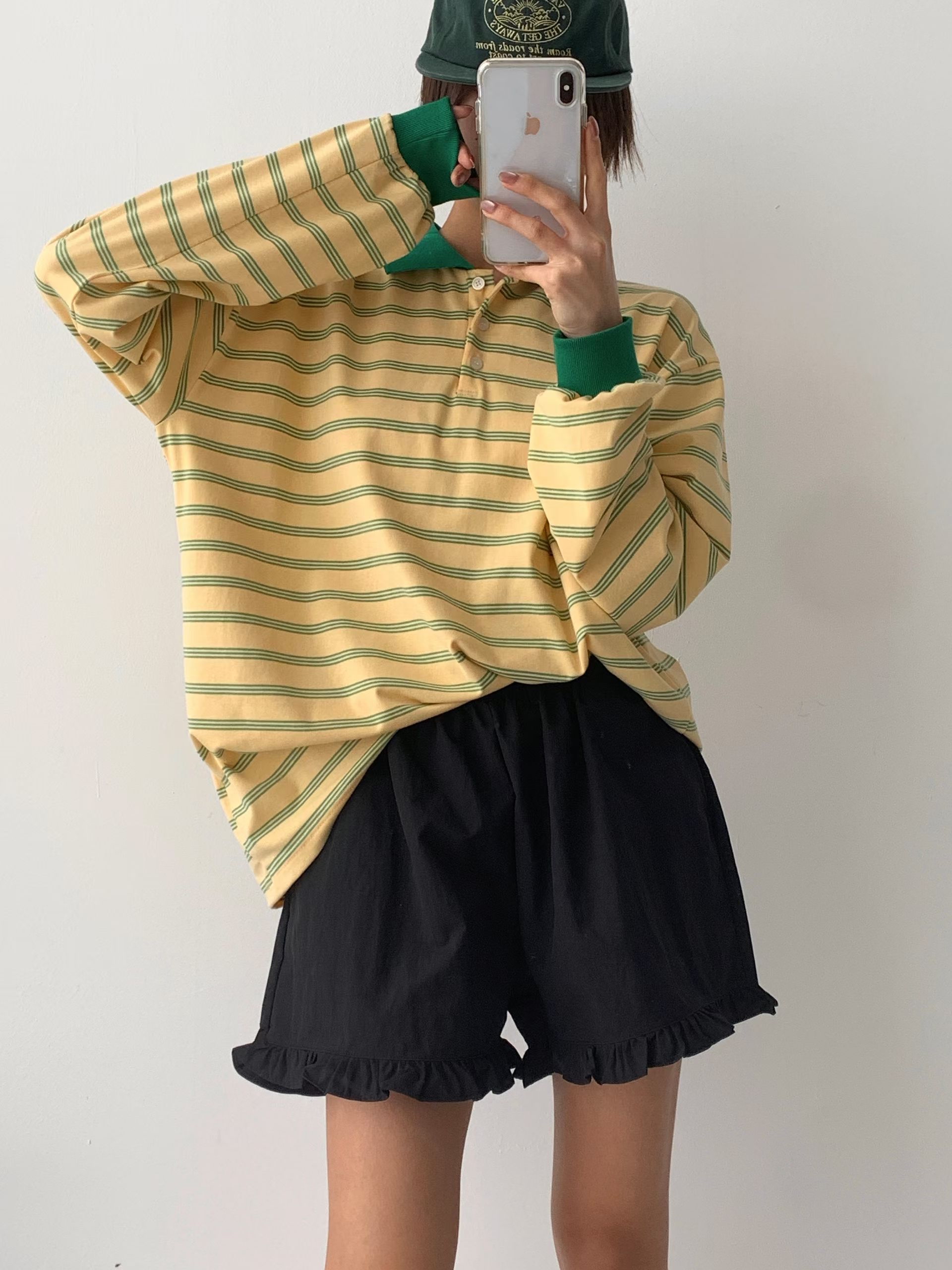 221549 撞色Polo長袖Tee