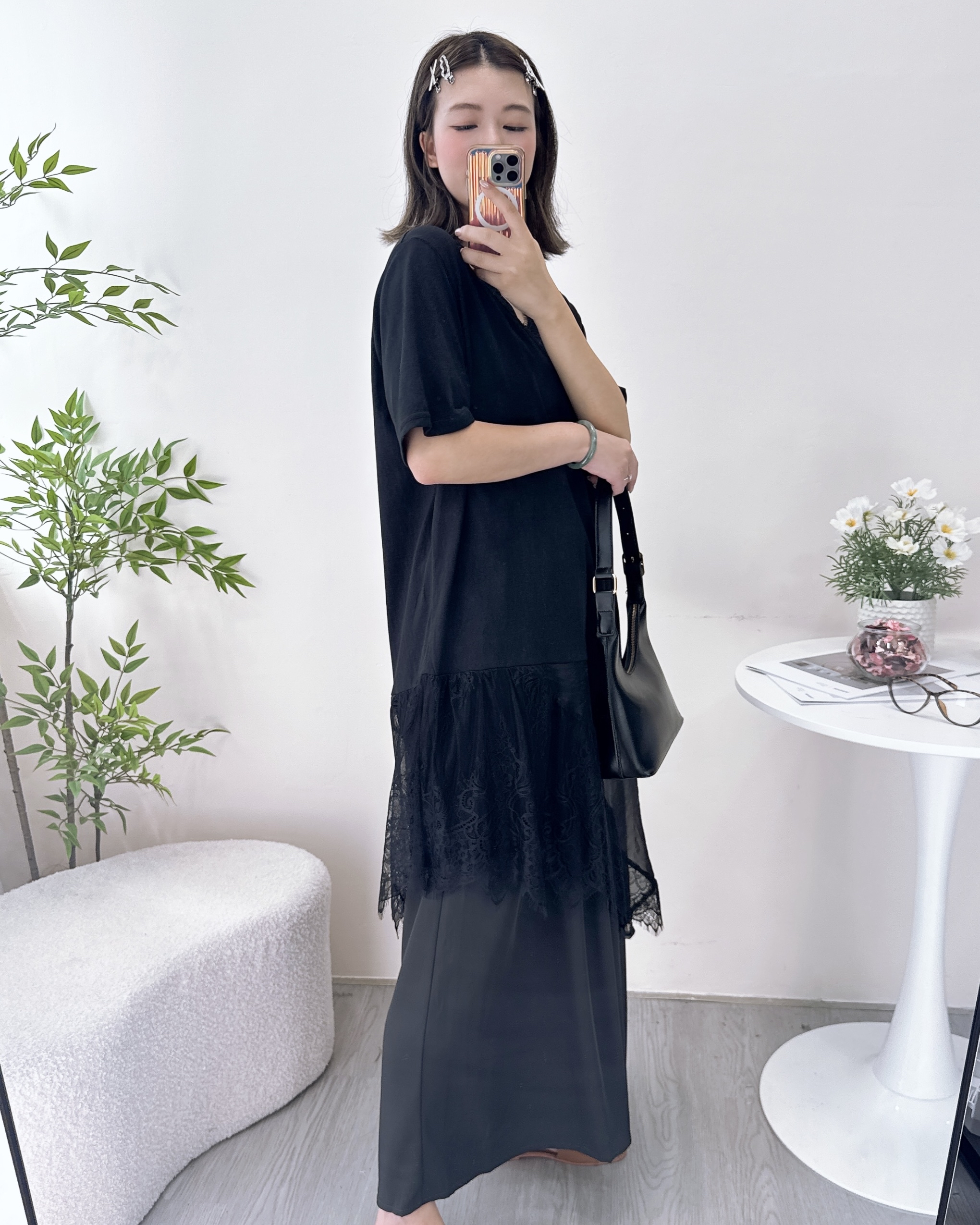 絕美拼網紗通花長上上衣/Ops 2色