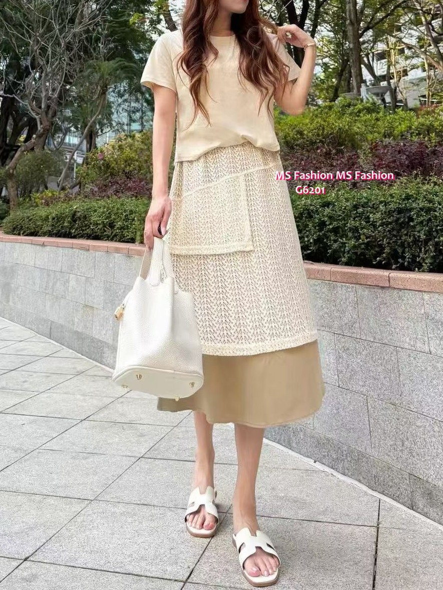 G6201 韓國🇰🇷假兩件拼布連身裙