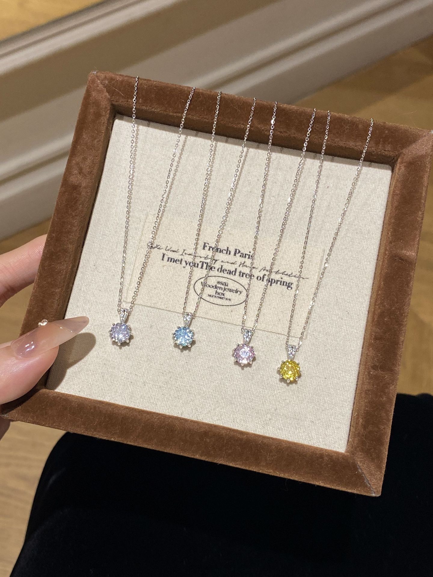 玫瑰切闪钻项链