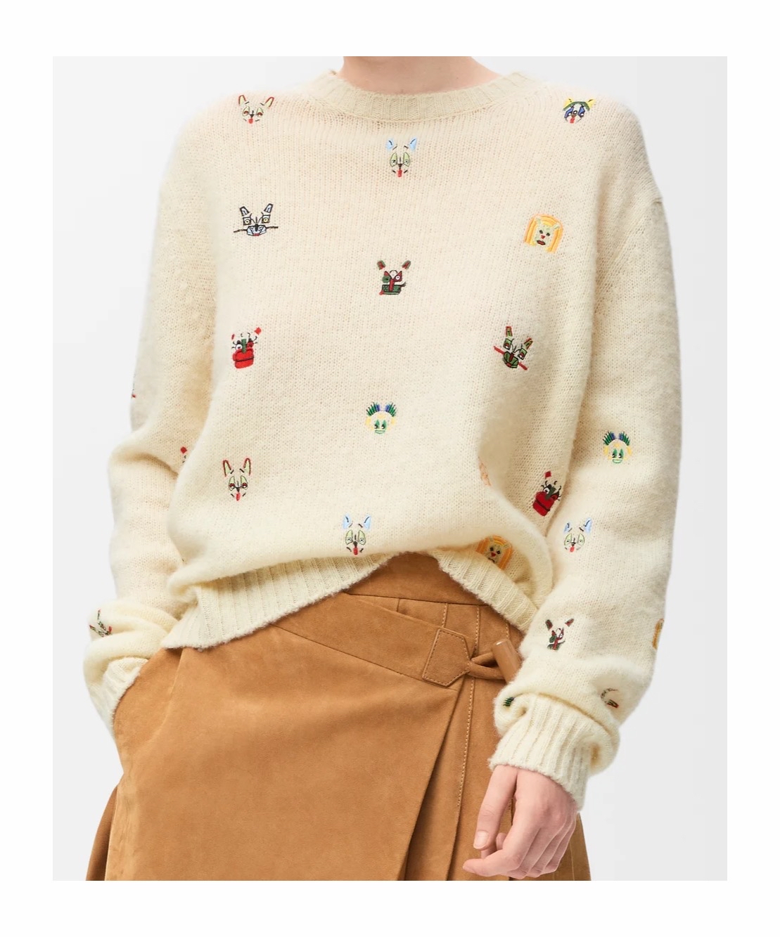 Loewe 女士 LOEWE x Louis Wain长袖羊毛毛衣XS S M L码模特身高 178 CM，身穿 S 码 