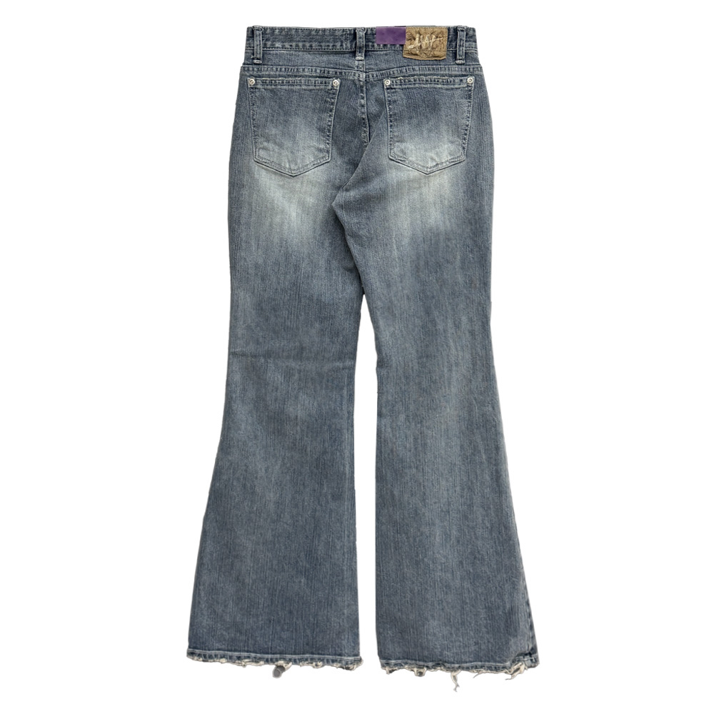Low-Rise Distressed Bootcut Denim