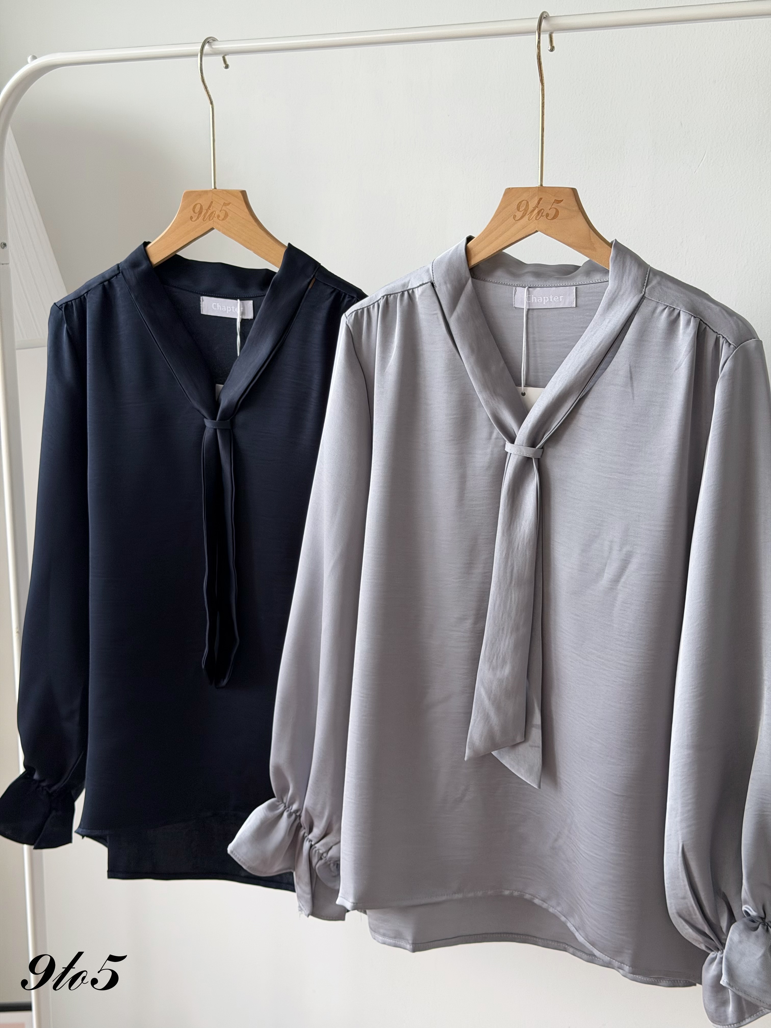 T4551 Long Sleeve Satin Blouse - 4 Colors 
