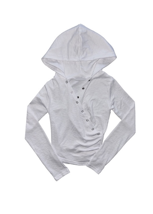 Asymmetric Snap Button Long Sleeve