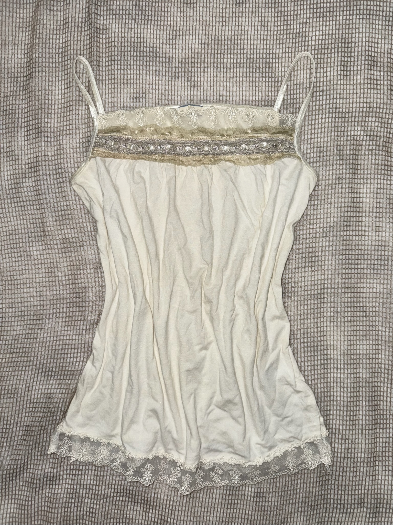 Vintage Cream Cami with Shimmering Lace Band