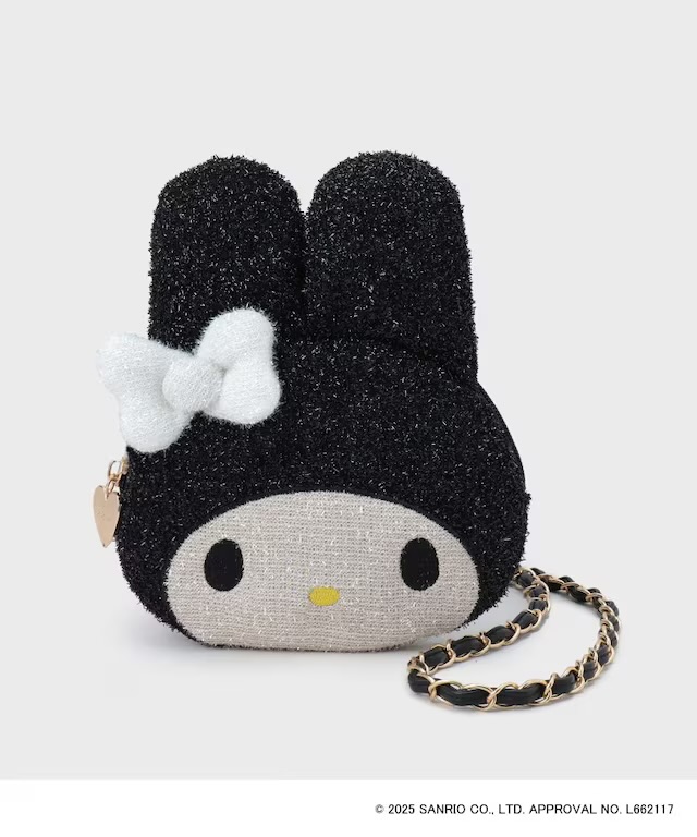 日本服裝品牌-OPAQUE.CLIP X MELODY KUROMI 閃閃斜孭袋/化妝袋