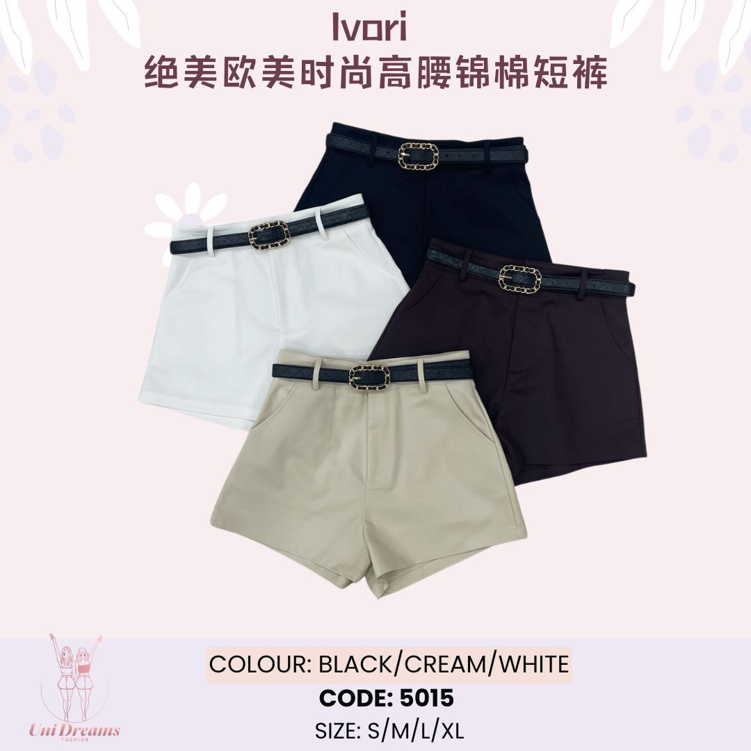 5015 Ivori 绝美欧美时尚高腰锦棉短裤