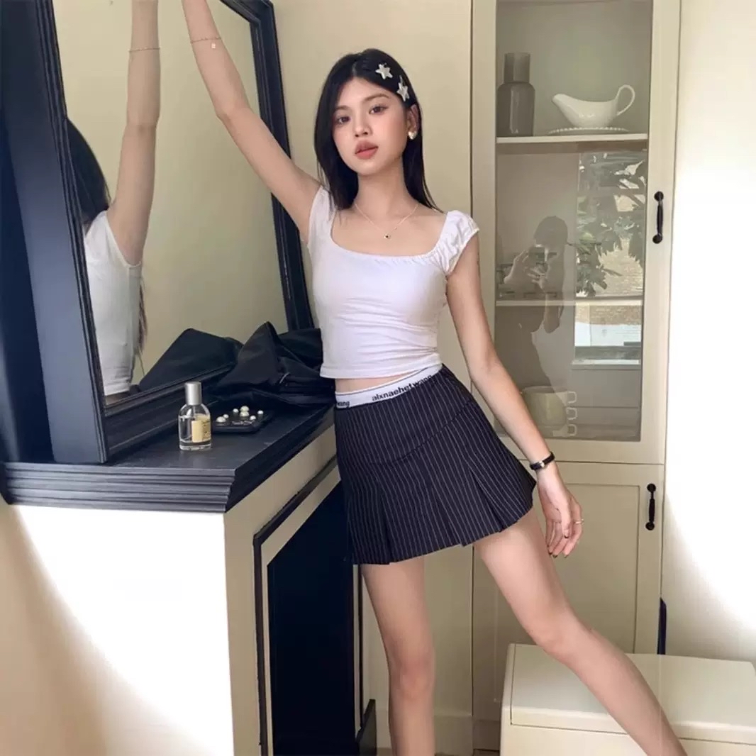 SK302假两件低腰短裙