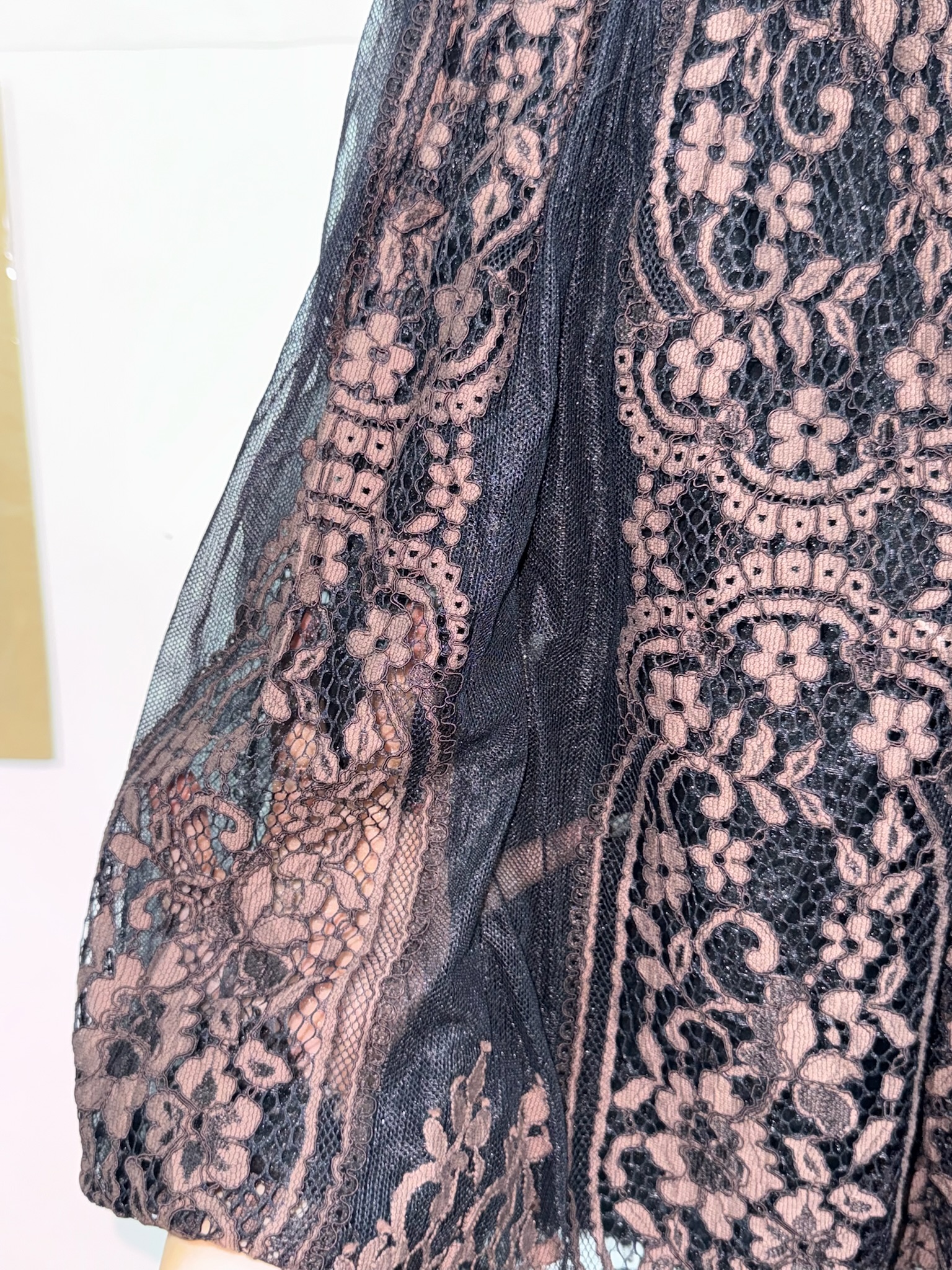 Vintage Whimsigoth Black Mesh Midi Skirt