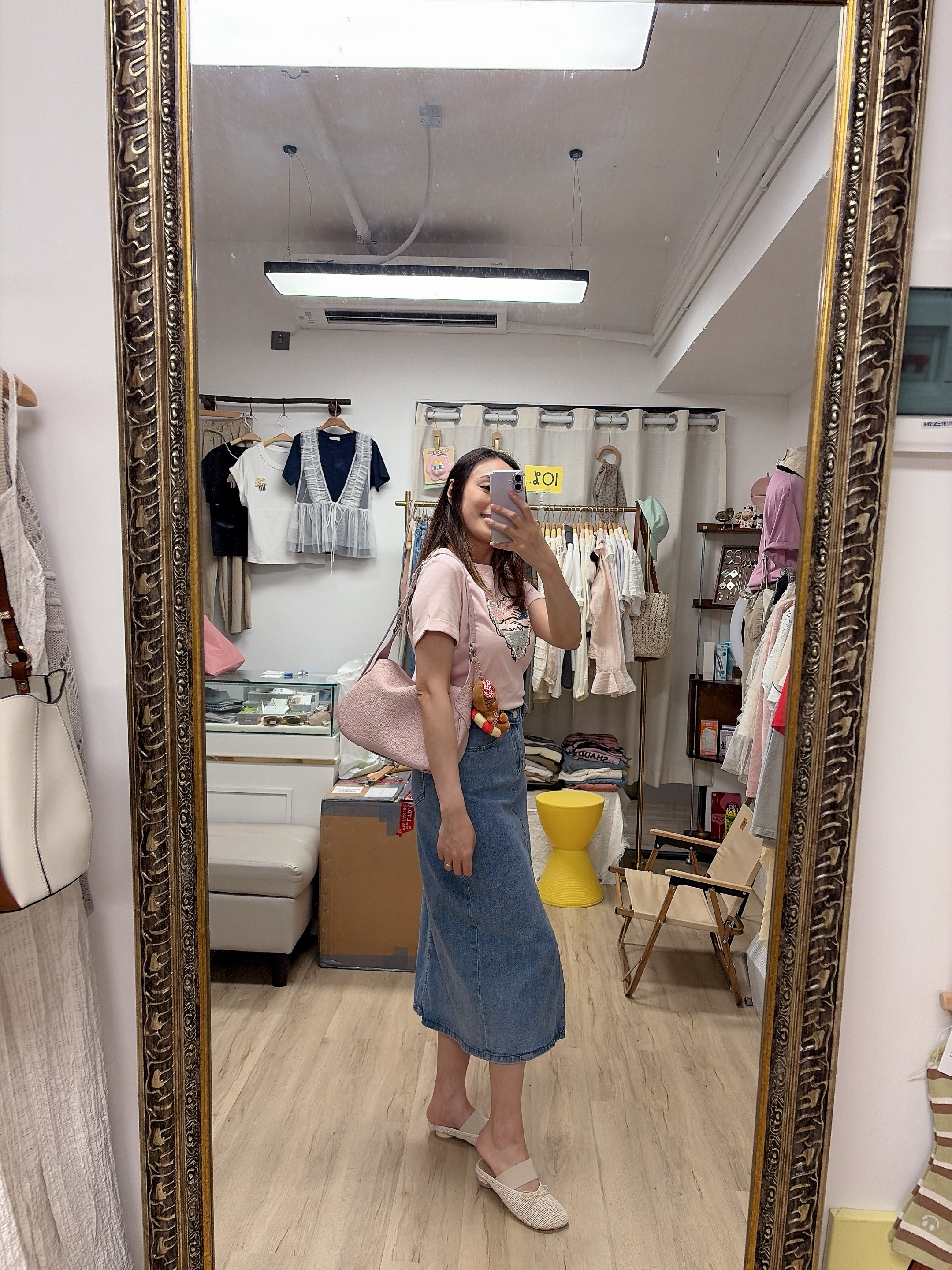 Tweeds拼色心型珠珠滑棉Tee 