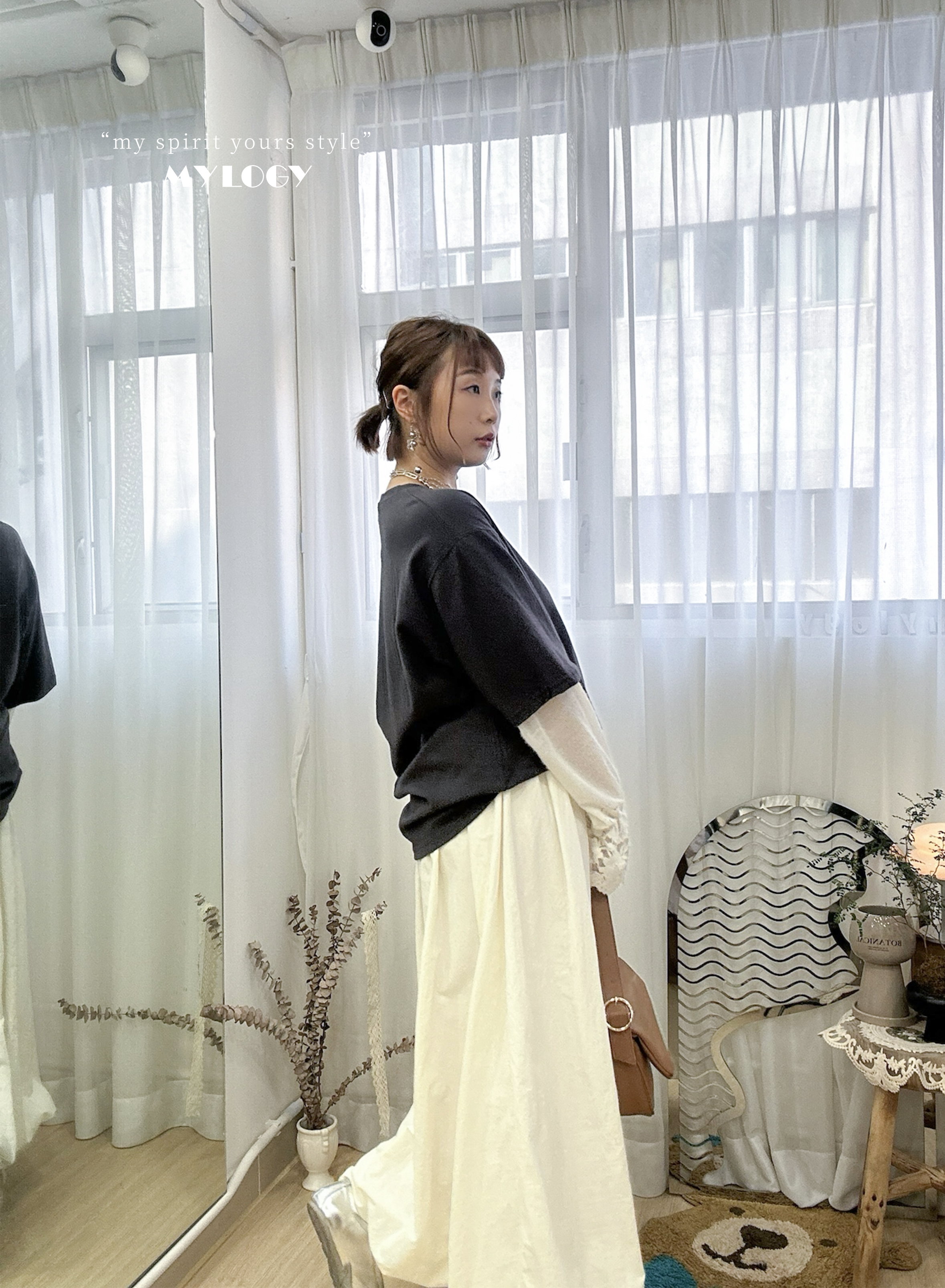 很懶但我很浪漫～假兩件Lace拼接Tee AI0001