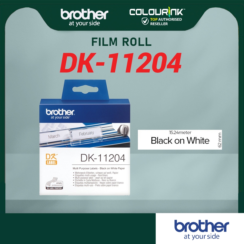 Brother Original Label Film Tape DK11204 (Black On White) QL550/QL570/QL700/QL720/QL800/QL820NWB11204/DK 11204/DK-11024