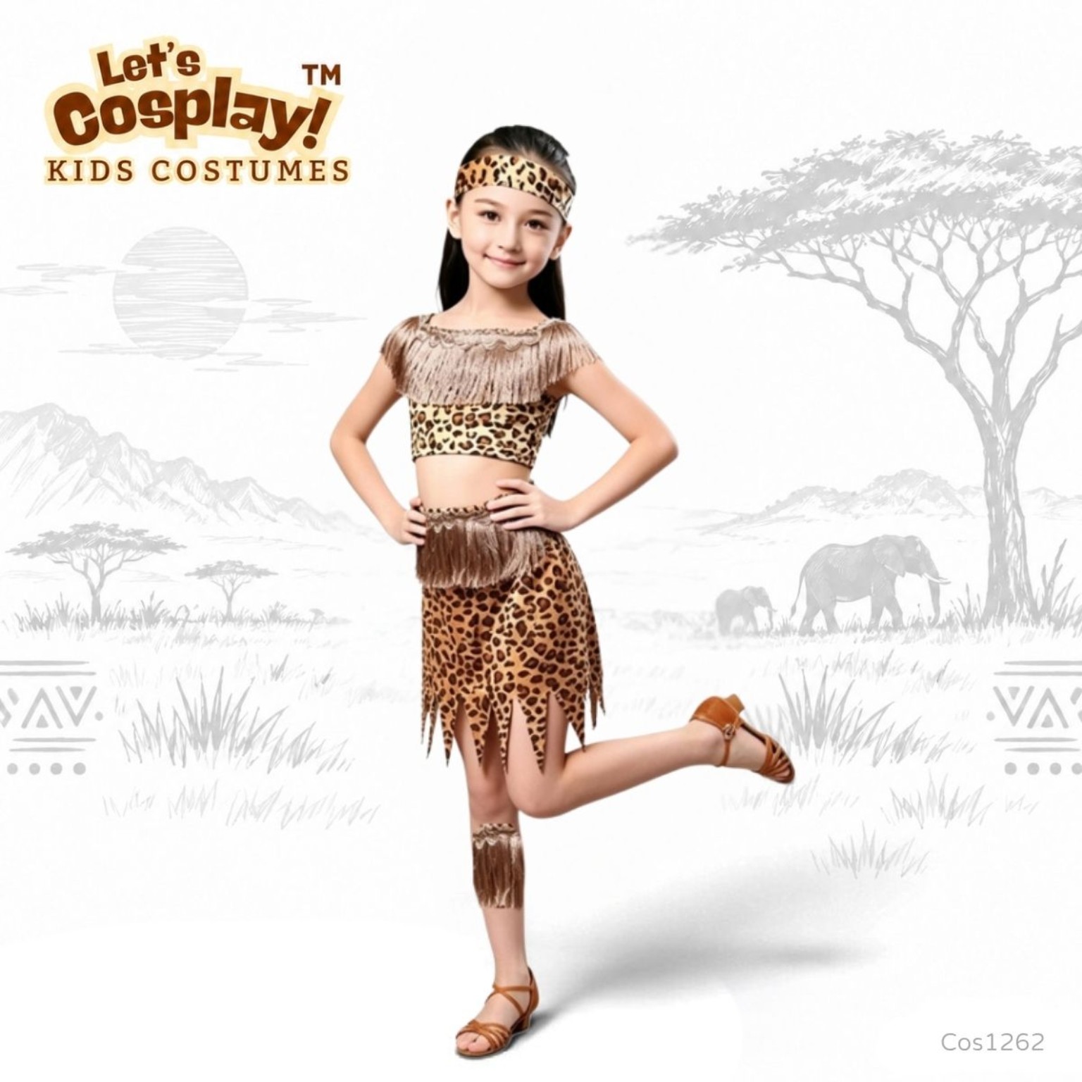 兒童非洲主題豹紋舞蹈角色扮演服 African Costume for Kids｜學校表演服 Lets Cosplay COS1262
