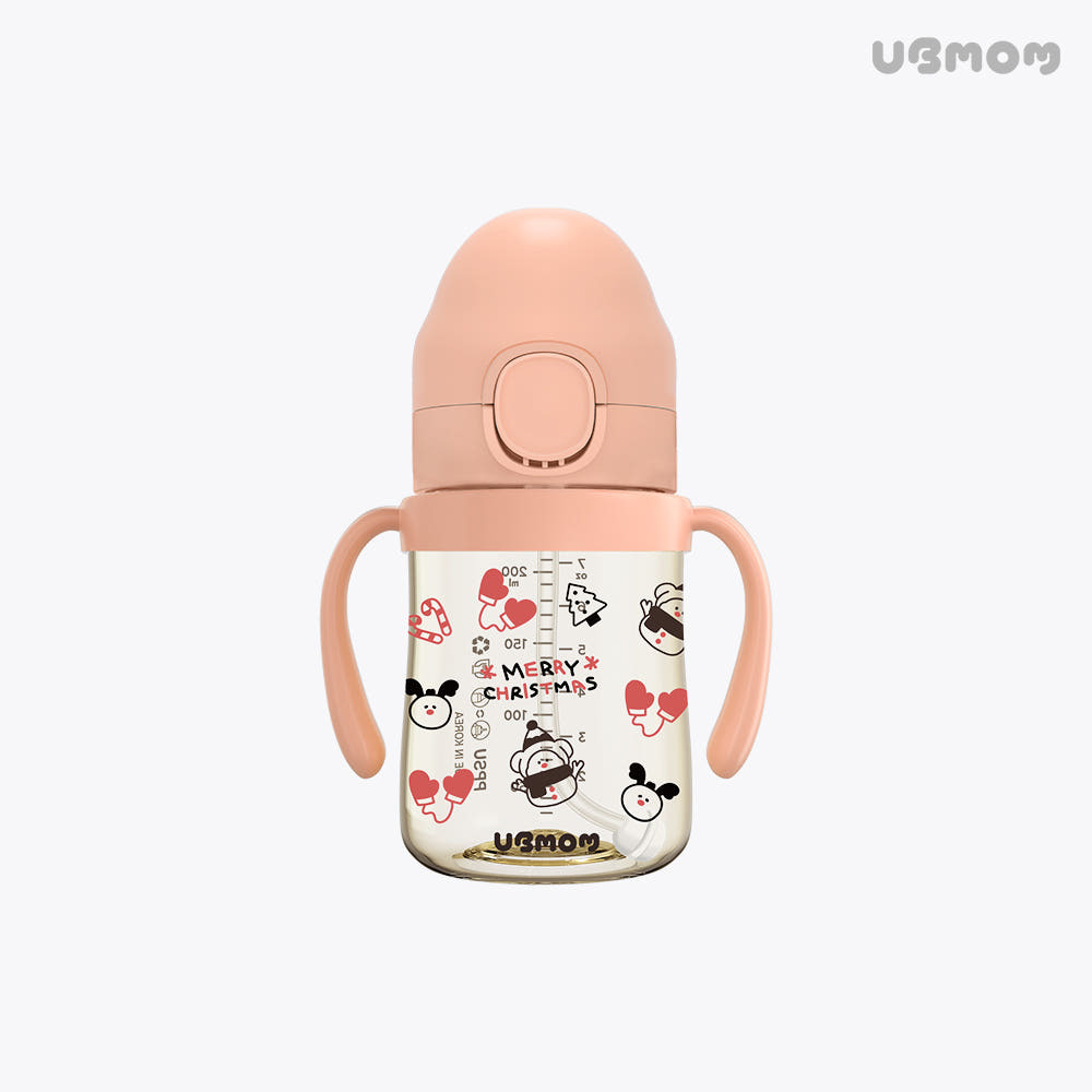 UBMOM 聖誕限量版PPSU吸管杯 (200ml) 原裝配彈蓋帶重力球及直飲管
