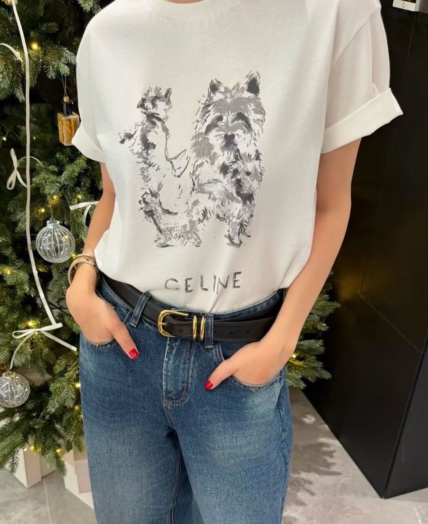 訂貨 ✨ Celine 新款 Oversize 狗仔圖案棉Tee  Size XS/S/M