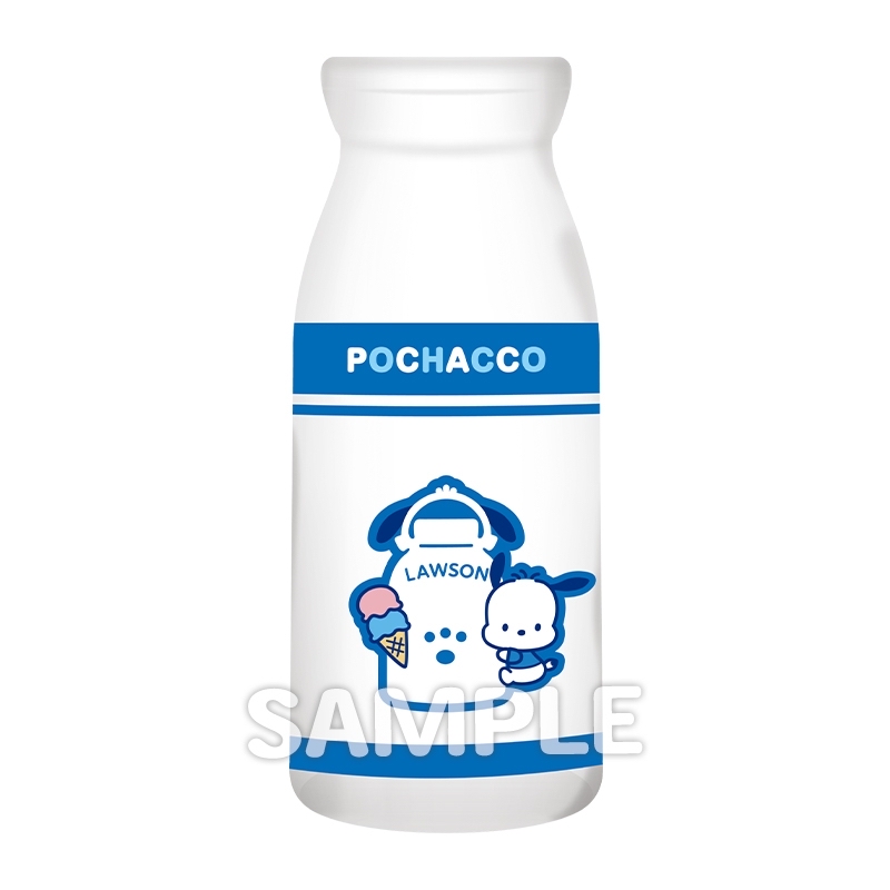 Sanrio x Lawson Milk bottle glass + coaster set (Pochacco) [@Loppi・HMV limited]