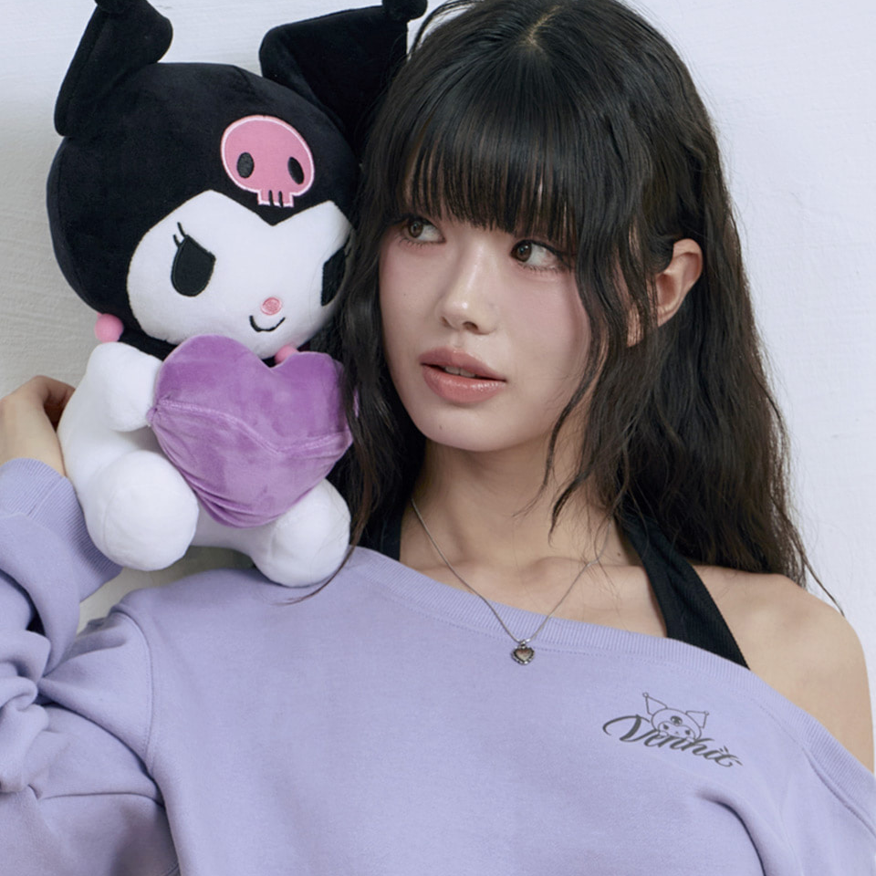 Venhit x Kuromi Off-shoulder Wing Sweatshirt (Purple)