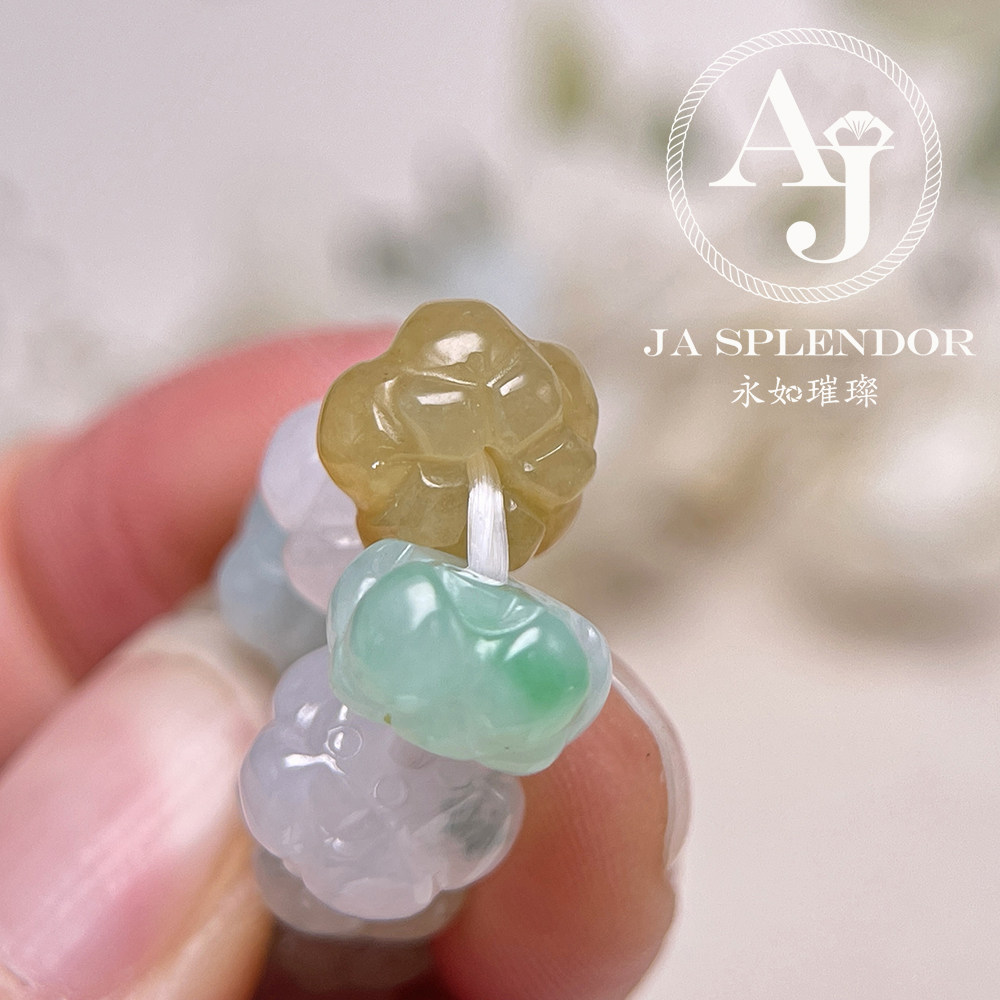 JB-254 - 冰種三彩福祿壽招貴人年年有餘蓮花手串