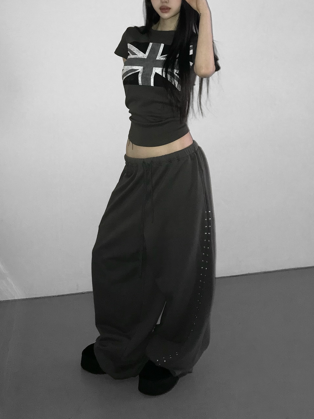 Studded Wide-Leg Sweatpants