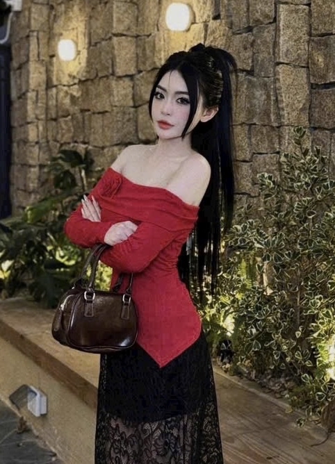 玫瑰花针织长袖上衣