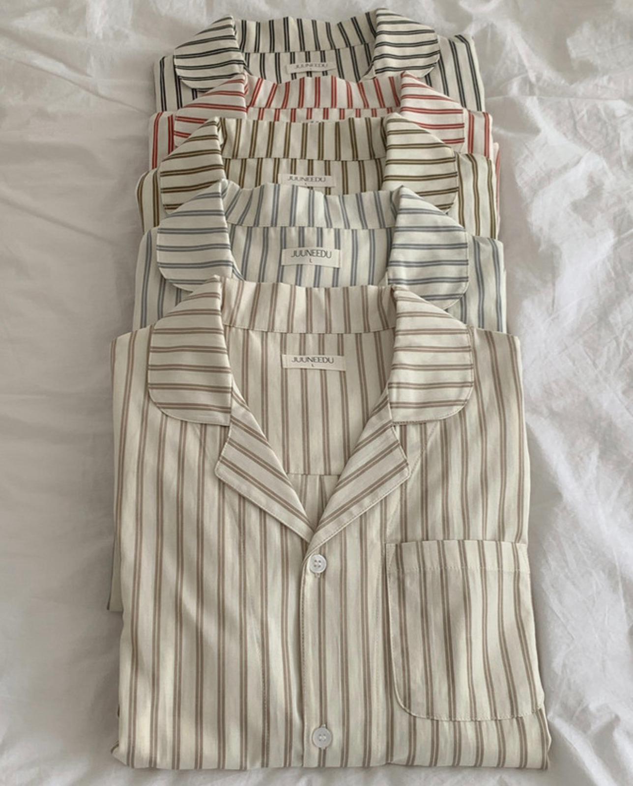 JUUNEEDU 直紋間條睡衣套裝🧸