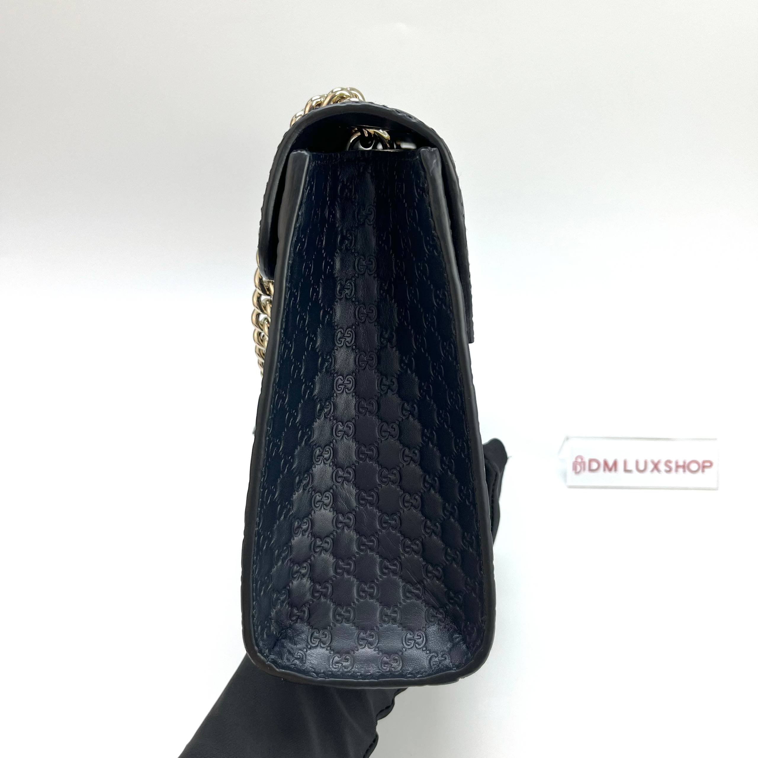Gucci Navy Blue Emily Chain Shoulder Bag Medium GHW