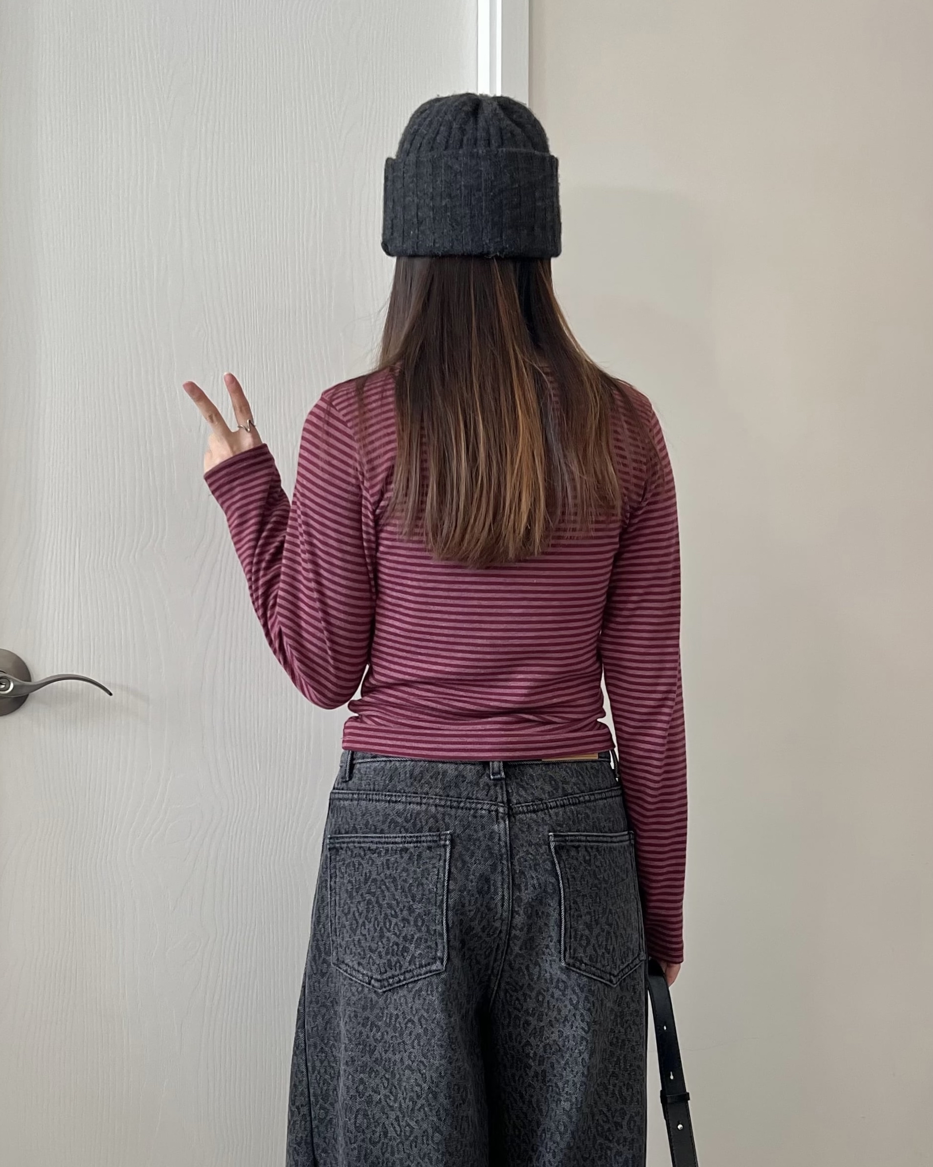 甜甜價 莓果親膚間條衫 現貨