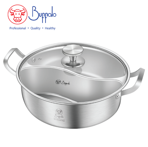 20330C/牛頭牌5L不鏽鋼鴛鴦鍋連玻璃蓋