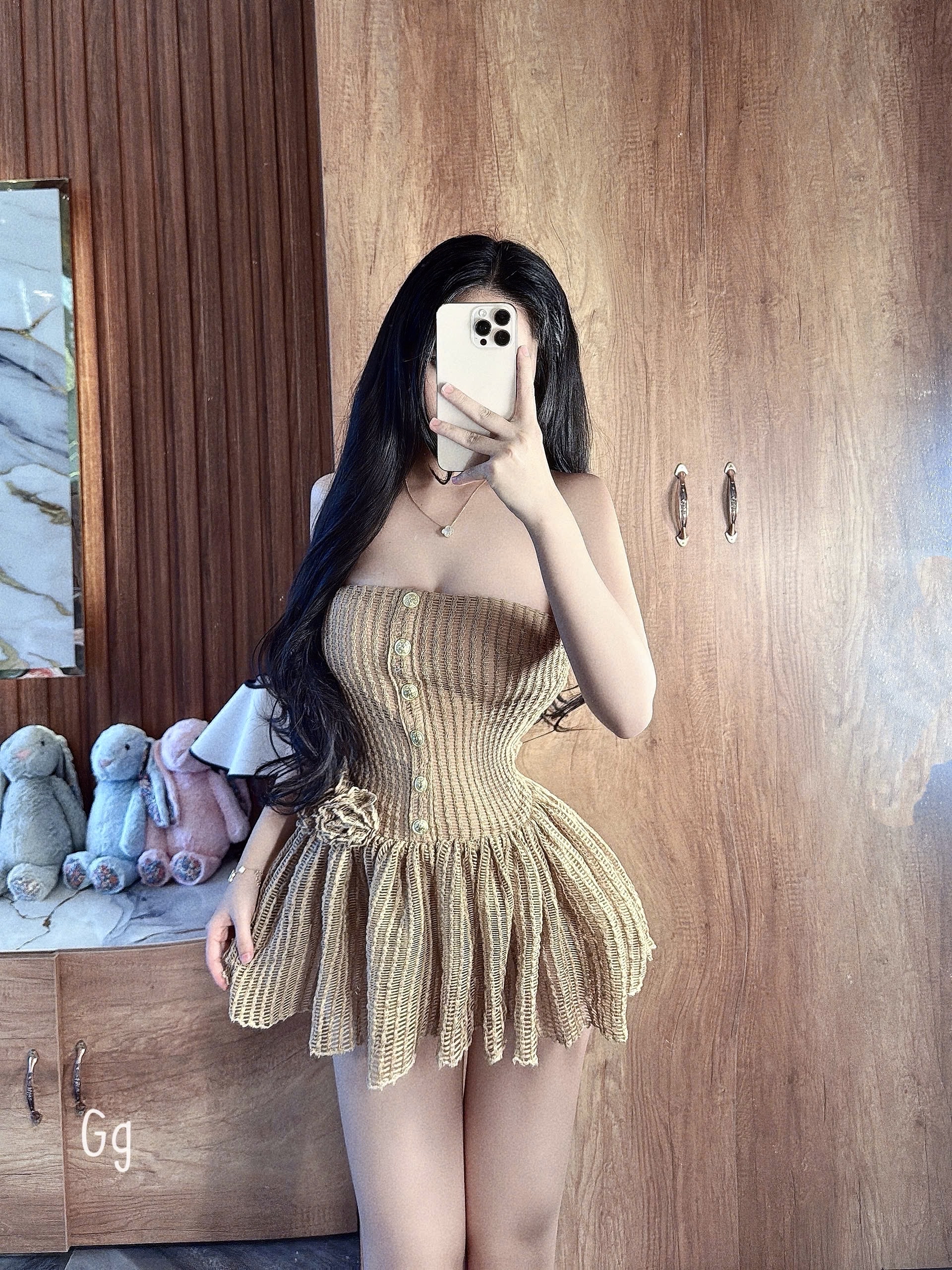 蕾絲束身迷你連身裙