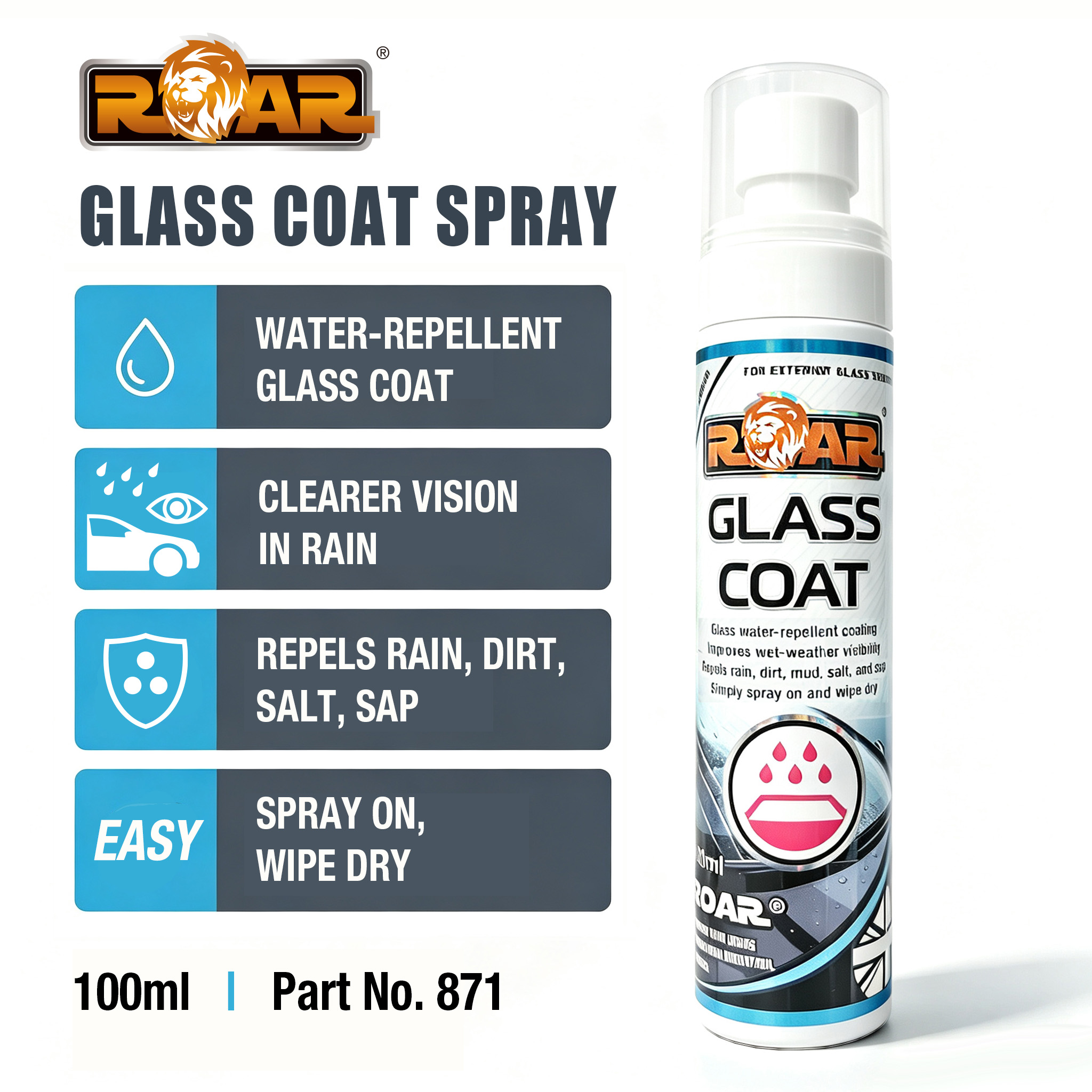 ROAR 新一代玻璃驅水鍍膜噴霧 100ml (871)