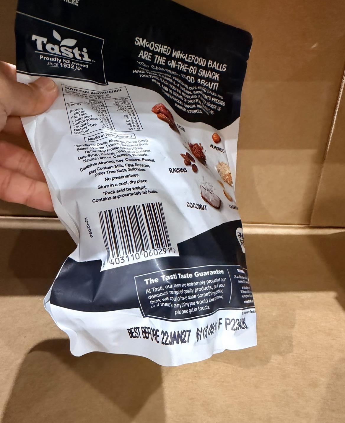 澳洲Costco  Tasti 蛋白能量球可可布朗尼  