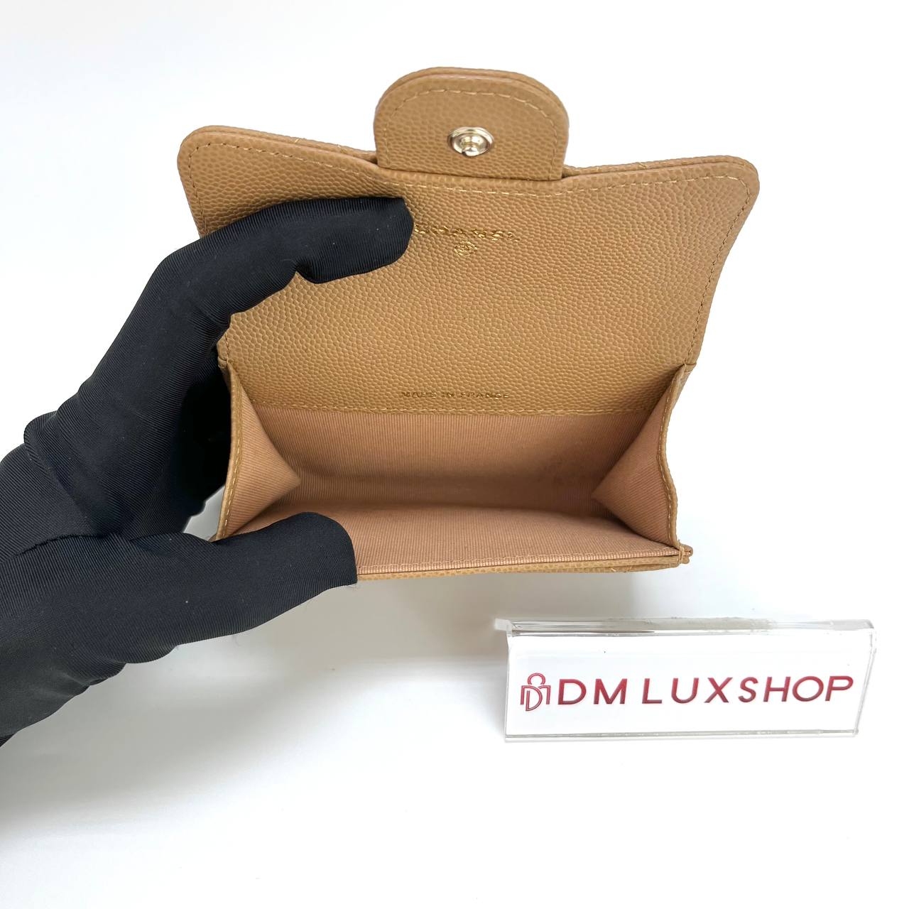 Chanel Classic Flap Card Holder Caramel Caviar GHW (Microchip)