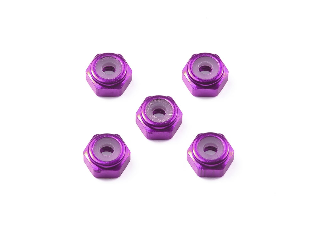 2mm ALUMINUM LOCK NUT (PURPLE, 5PCS.)