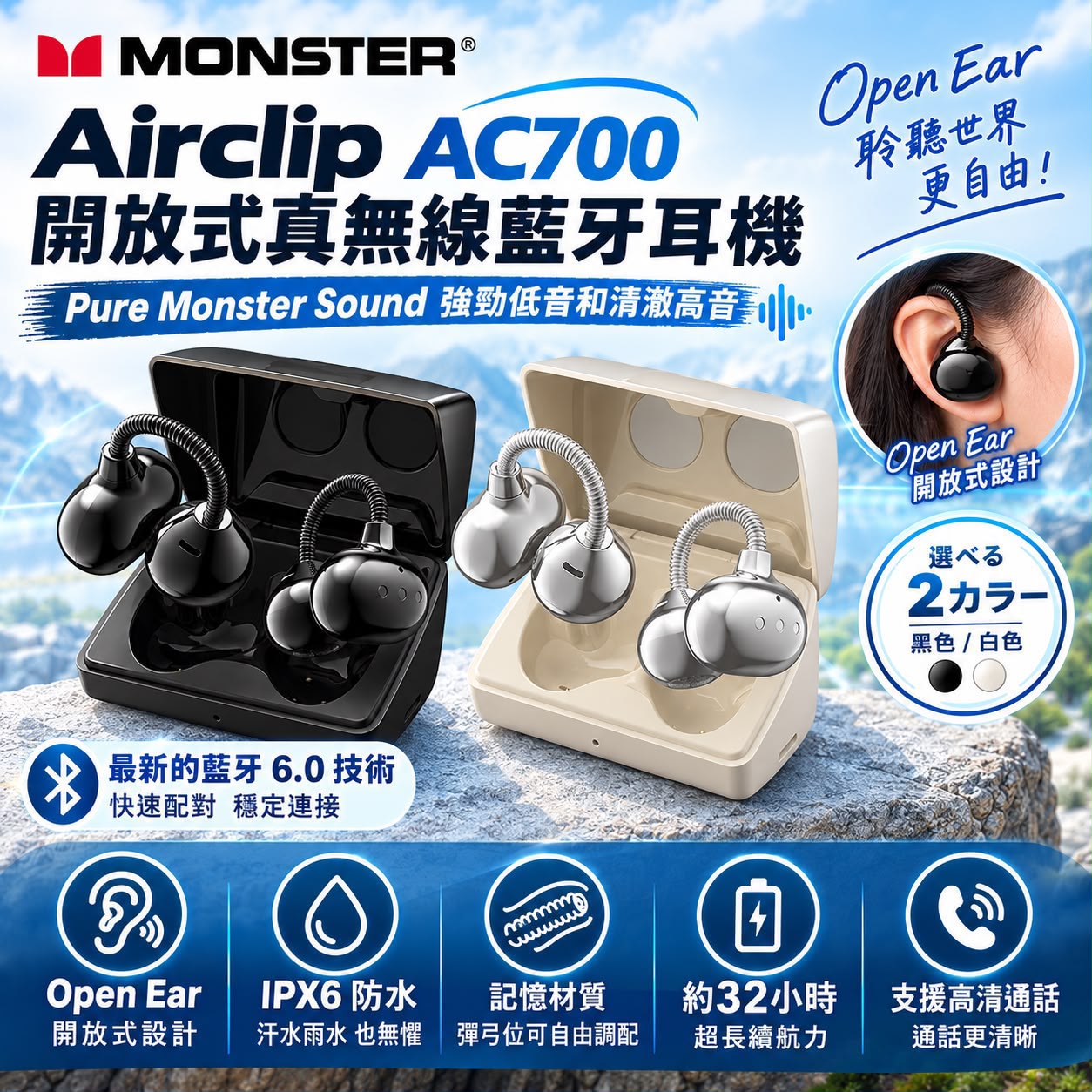 Monster Airclip AC700 開放式真無線藍牙耳機