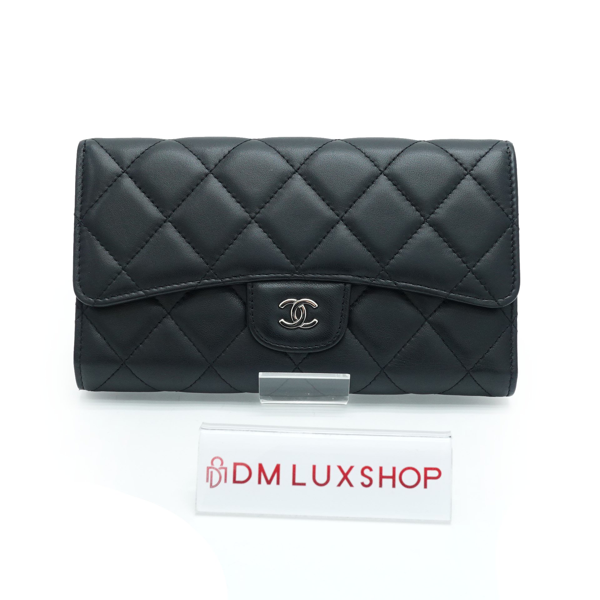 Chanel Black Lambskin Classic Flap Long Wallet SHW (Serial 16, Y: 2012)