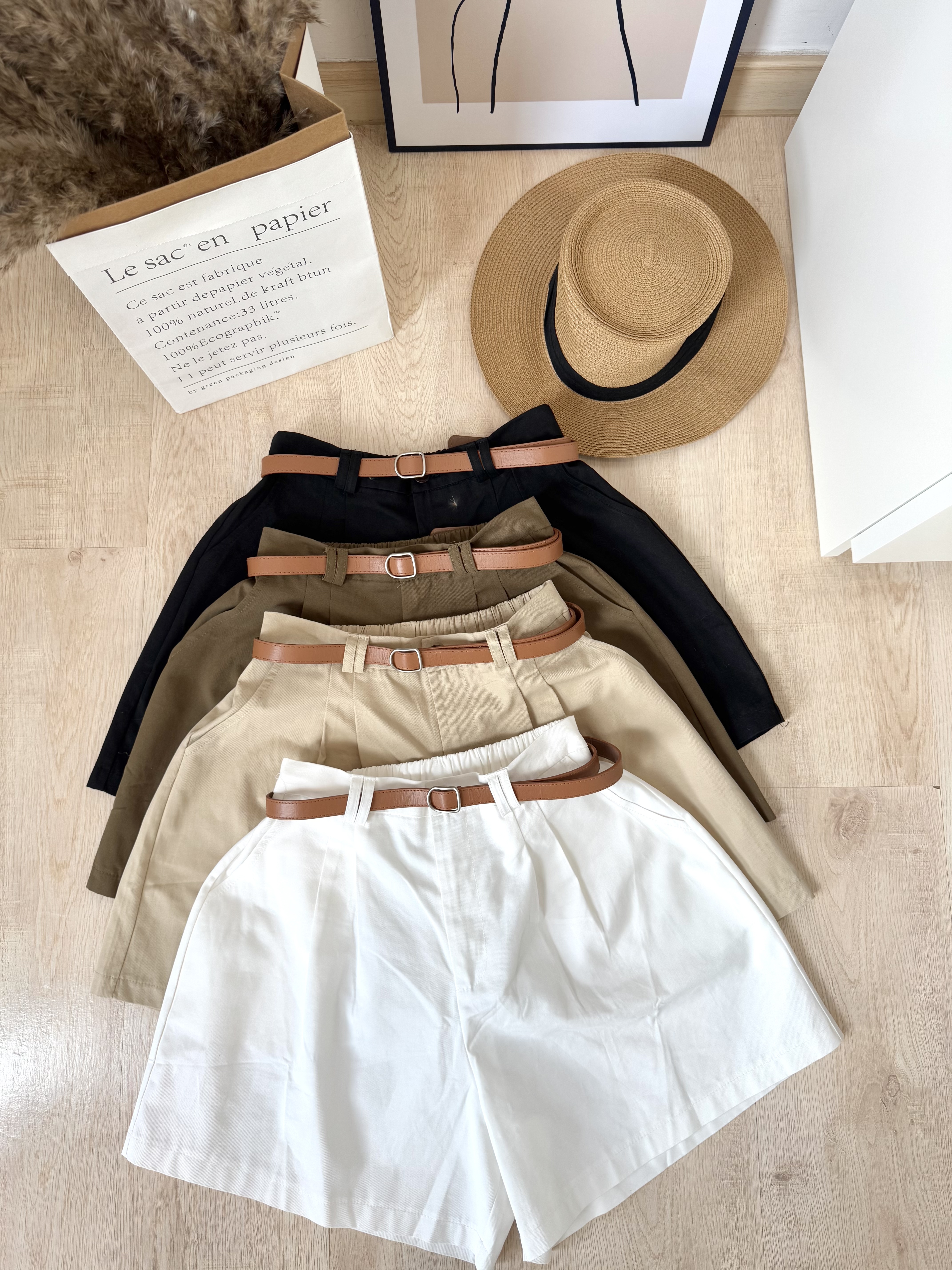 Diana Short 高腰水洗棉短裤（附送腰带）