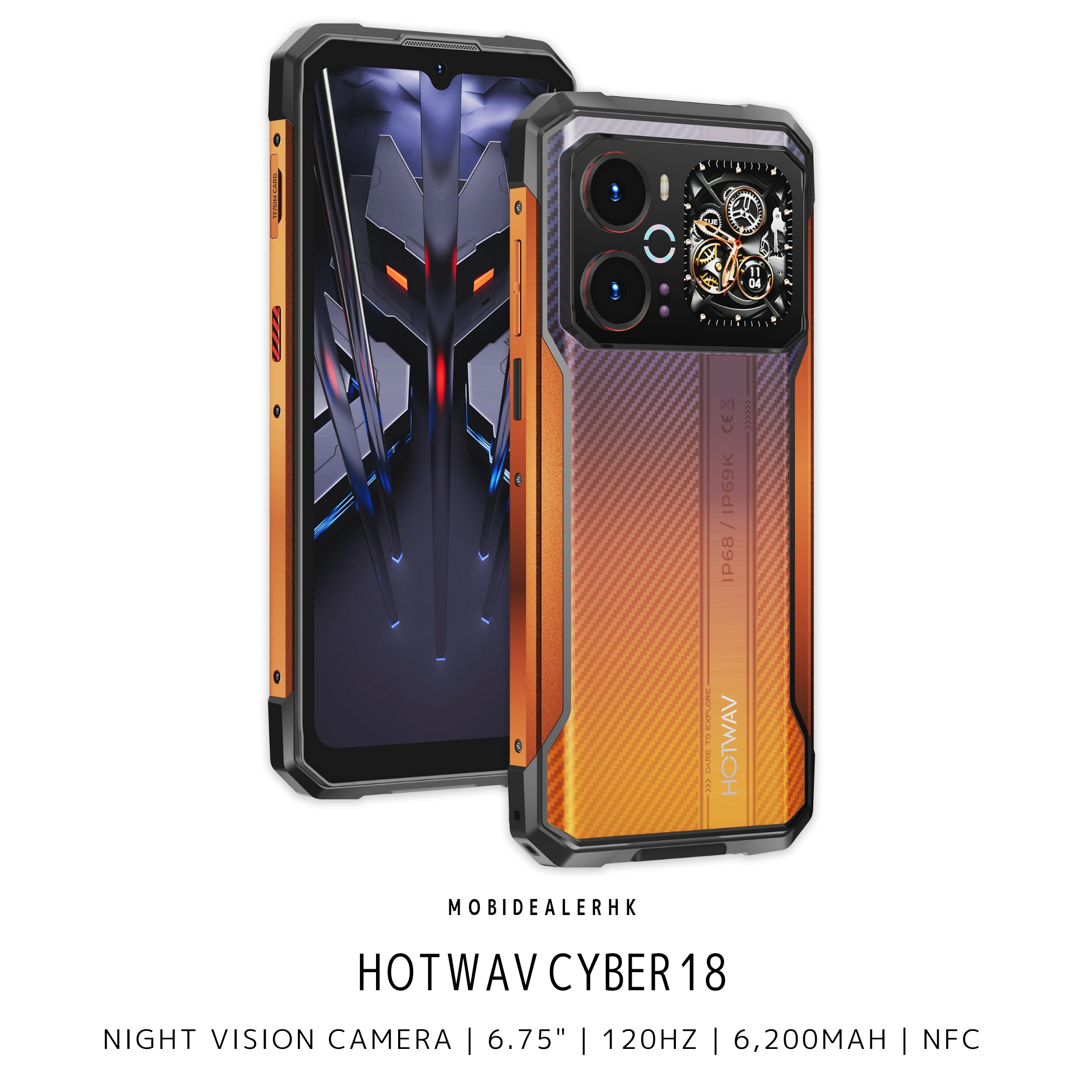 Hotwav Cyber 18 | 4G | 三防手機 | 夜視鏡 | 6.75" | 120Hz | 6,200mAh | NFC