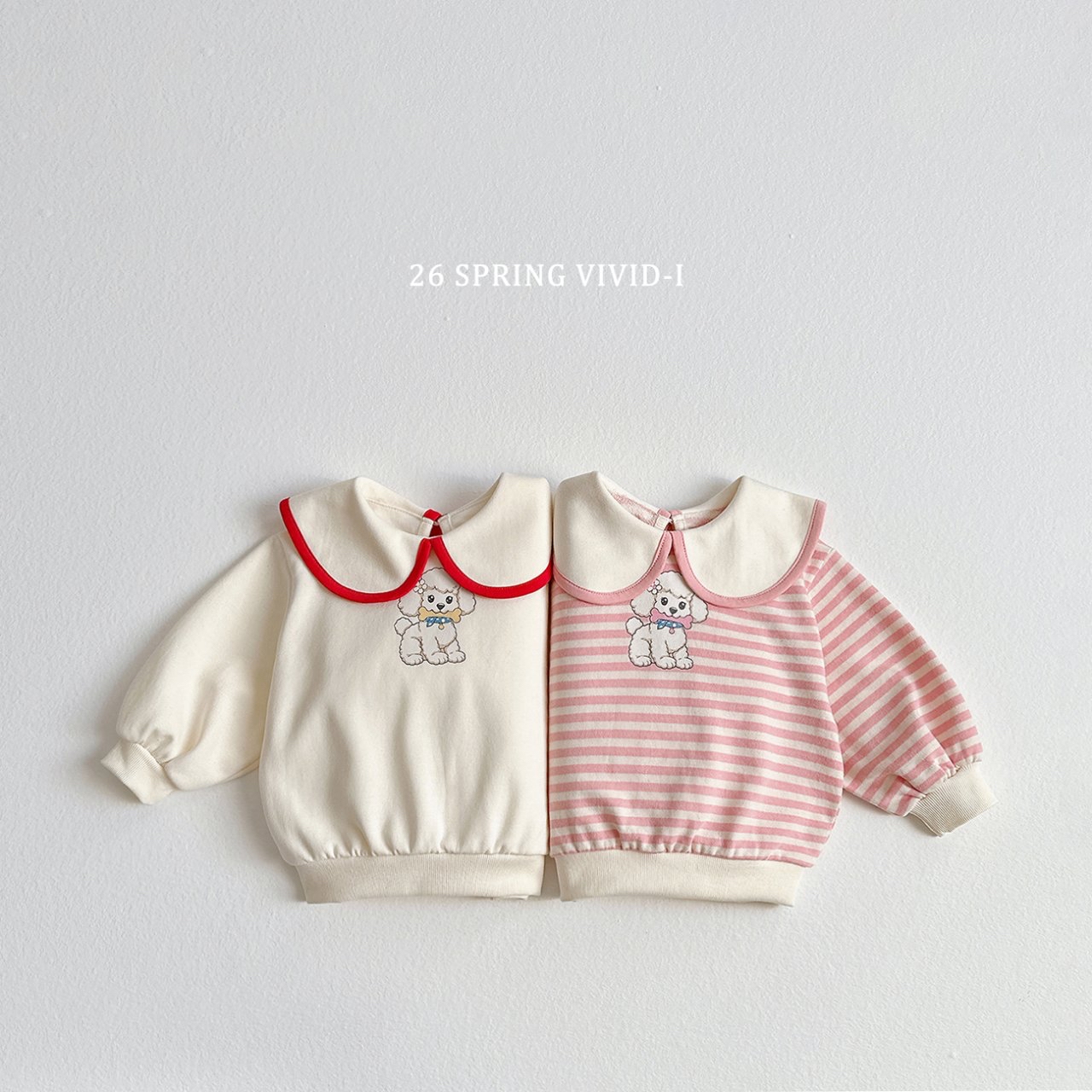 🌸預訂 韓國直送🌸🇰🇷VIVIDI兩色小狗印花翻領寬鬆衛衣